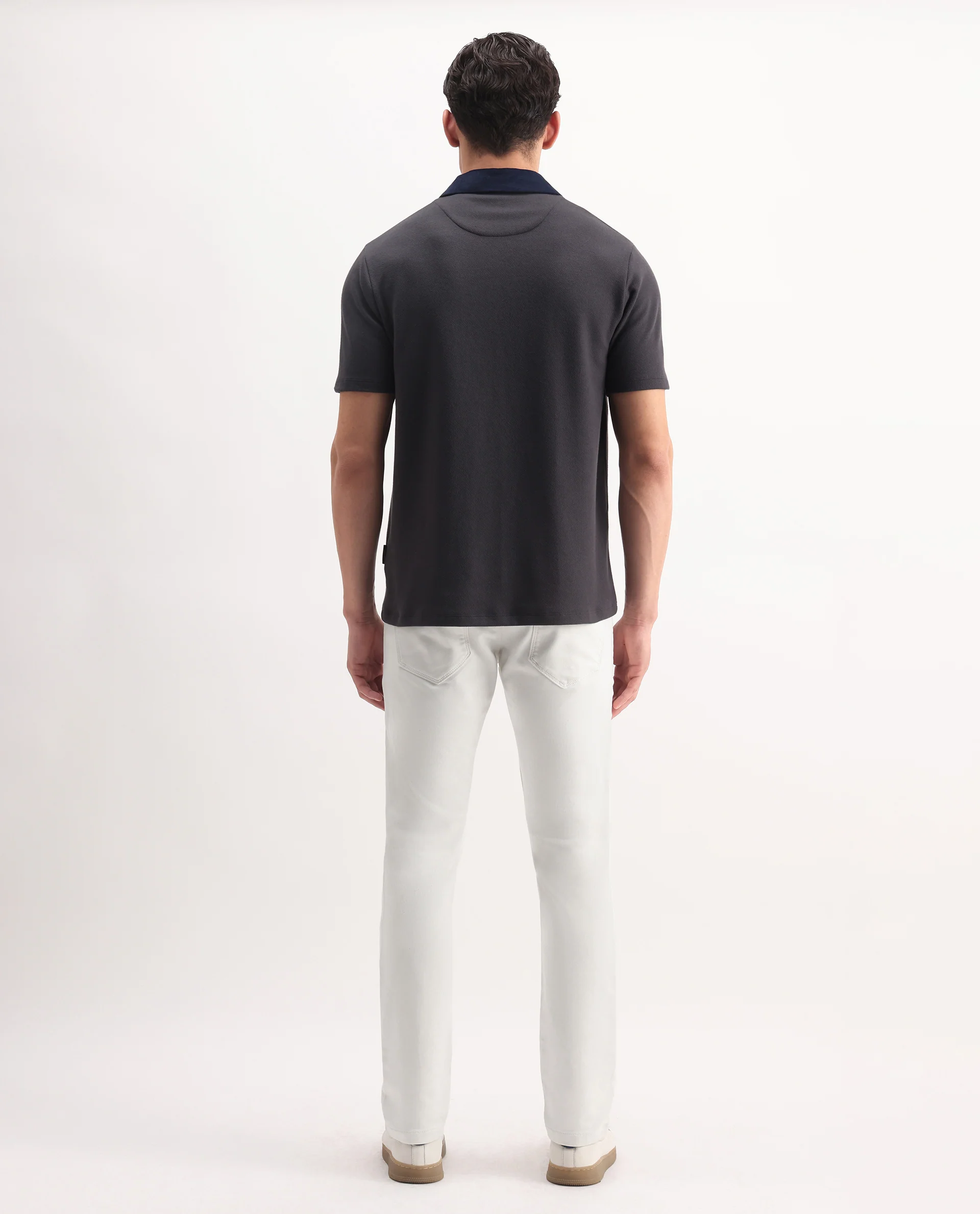 Rare Rabbit Men's Korv-25 Off White Cotton Blend Plain Hawk Slim Fit Jeans - Image 8