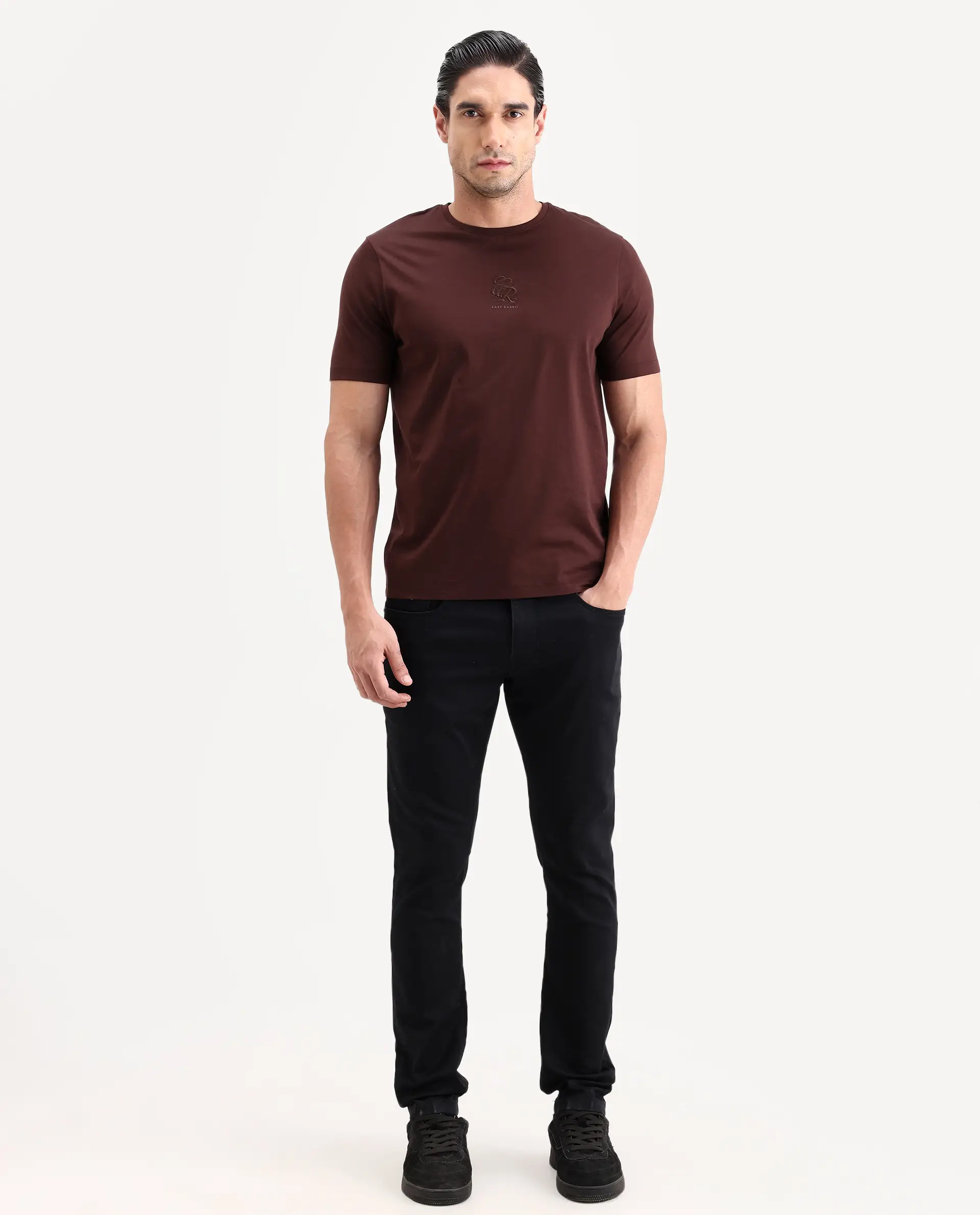 Rare Rabbit Men's Korv 26 Black Cotton Blend Fabric Hawk Slim Fit Plain Jeans - Image 3
