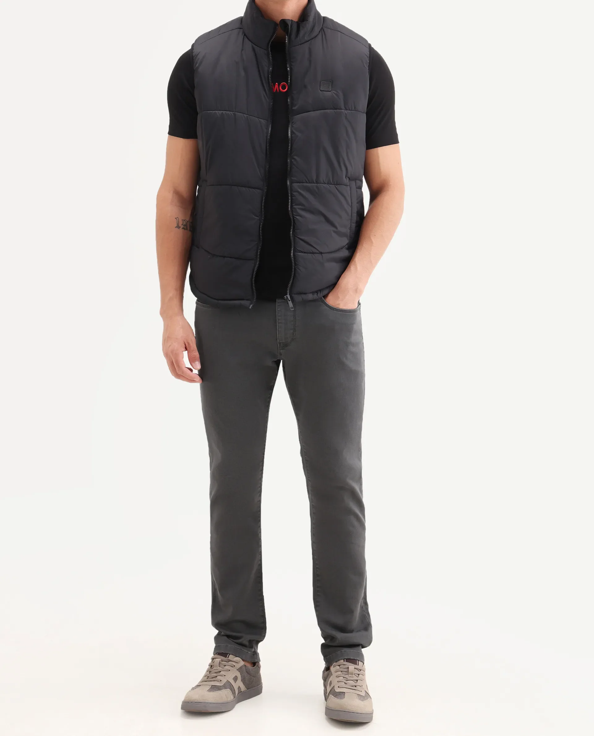 Rare Rabbit Men's Korv 26 Grey Cotton Blend Fabric Shank And Zipper Hawk Slim Plain Jeans - Image 2