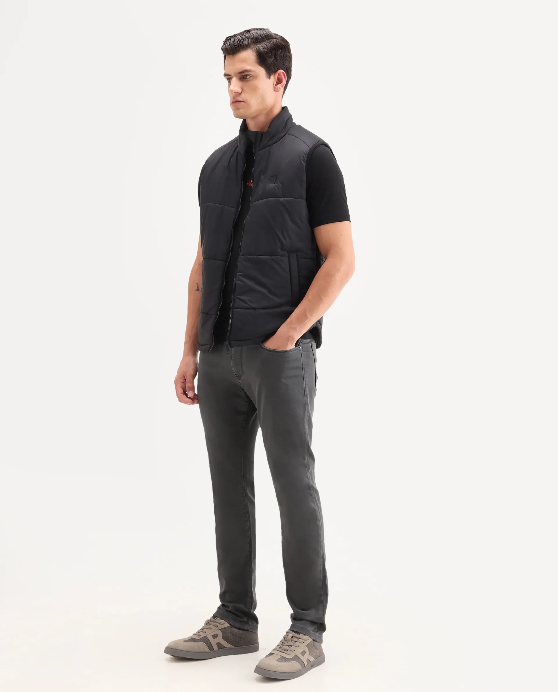 Rare Rabbit Men's Korv 26 Grey Cotton Blend Fabric Shank And Zipper Hawk Slim Plain Jeans - Image 5