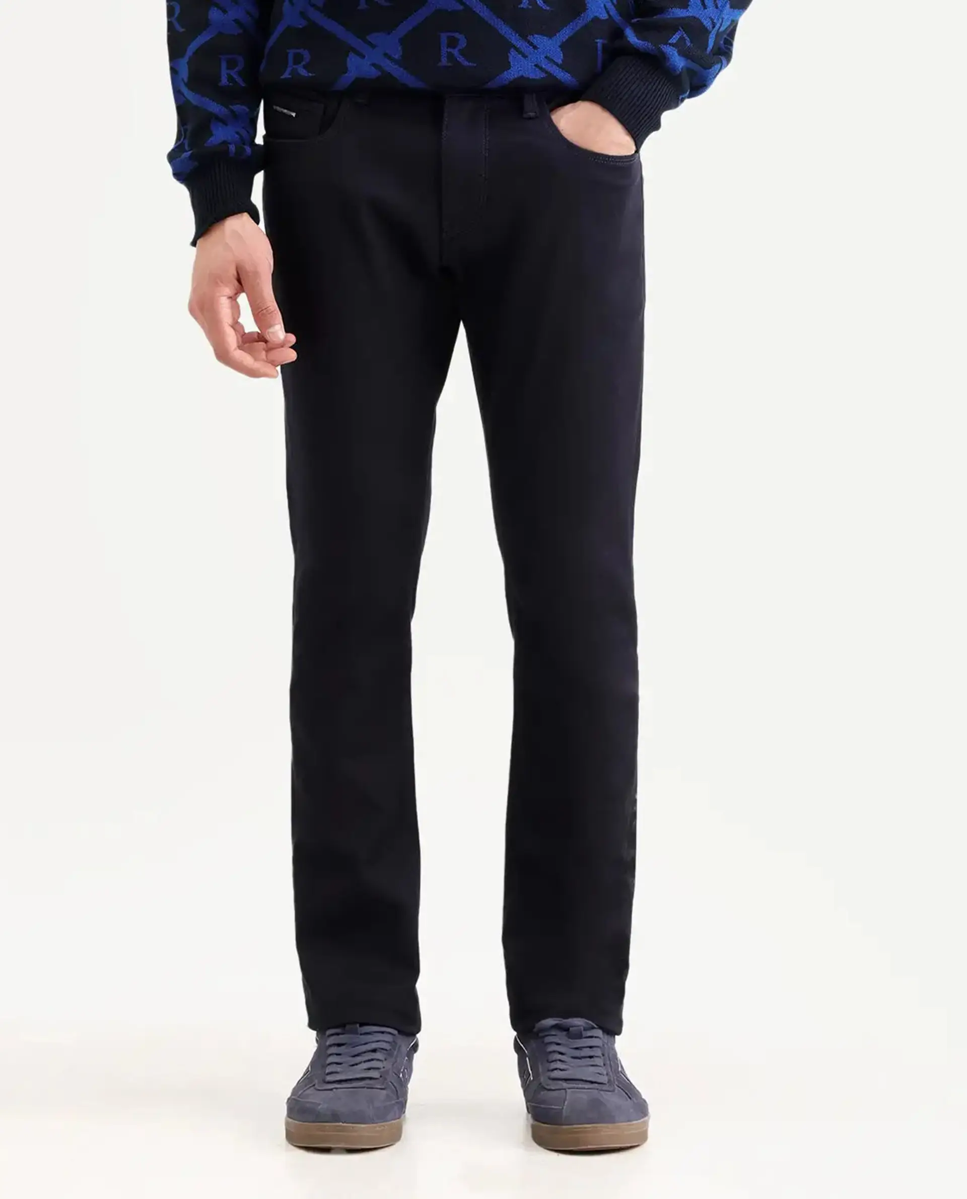 Rare Rabbit Men's Korv 26 Navy Cotton Blend Fabric Hawk Slim Plain Jeans - Image 8