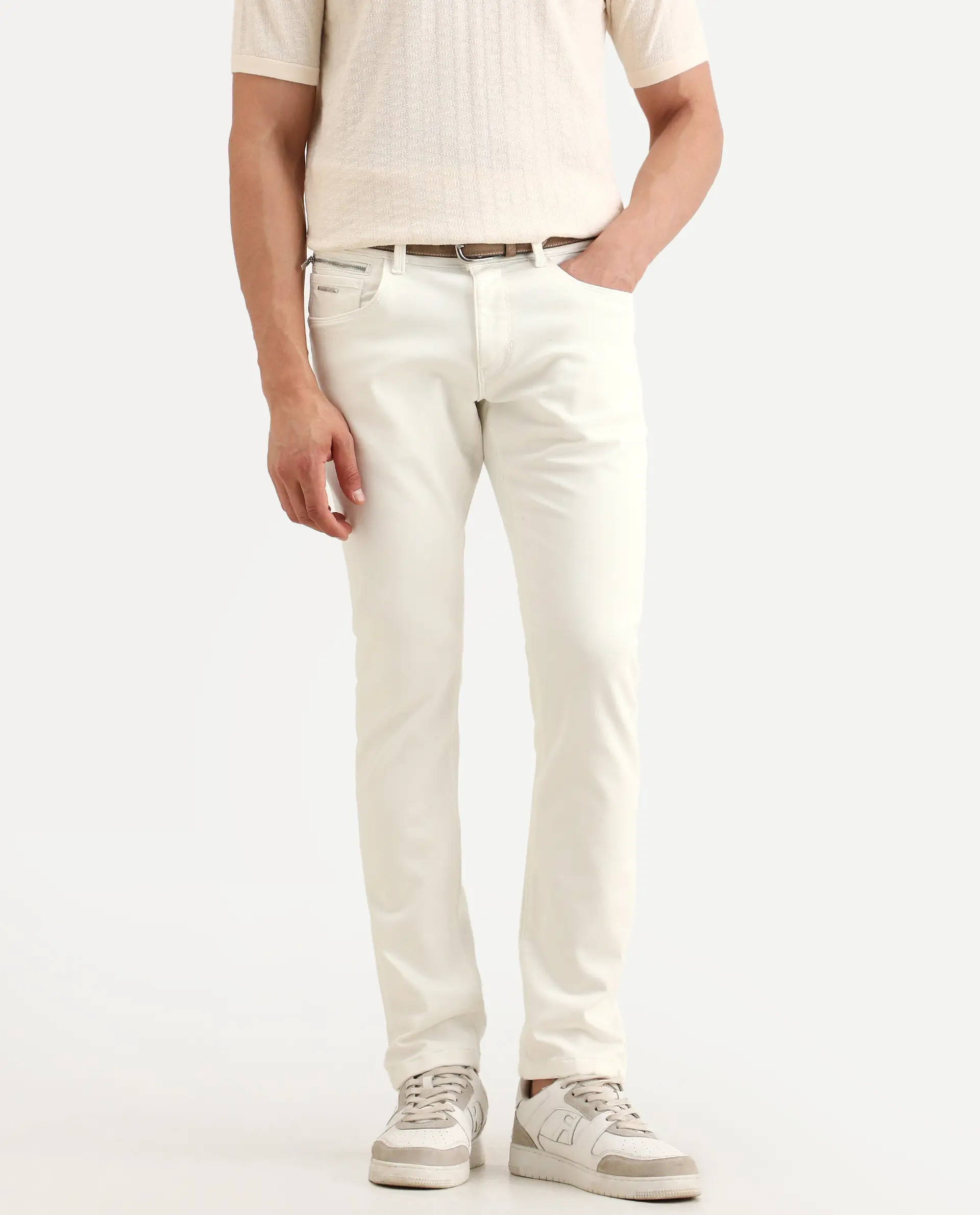 Rare Rabbit Men's Korv 26 White Cotton Blend Fabric Hawk Slim Plain Jeans - Image 2