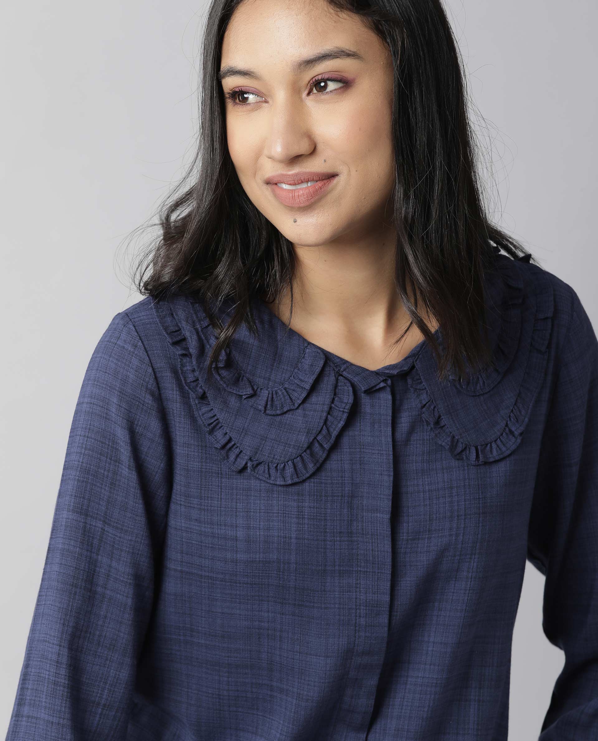 Rareism Women Kory Blue Top Full Sleeves Solid - Image 7