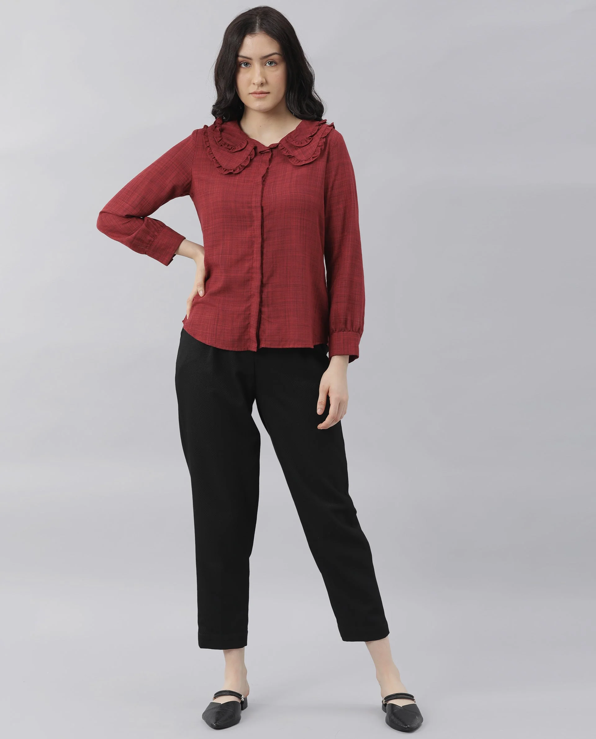 Rareism Women Kory Red Top Full Sleeves Solid - Image 10