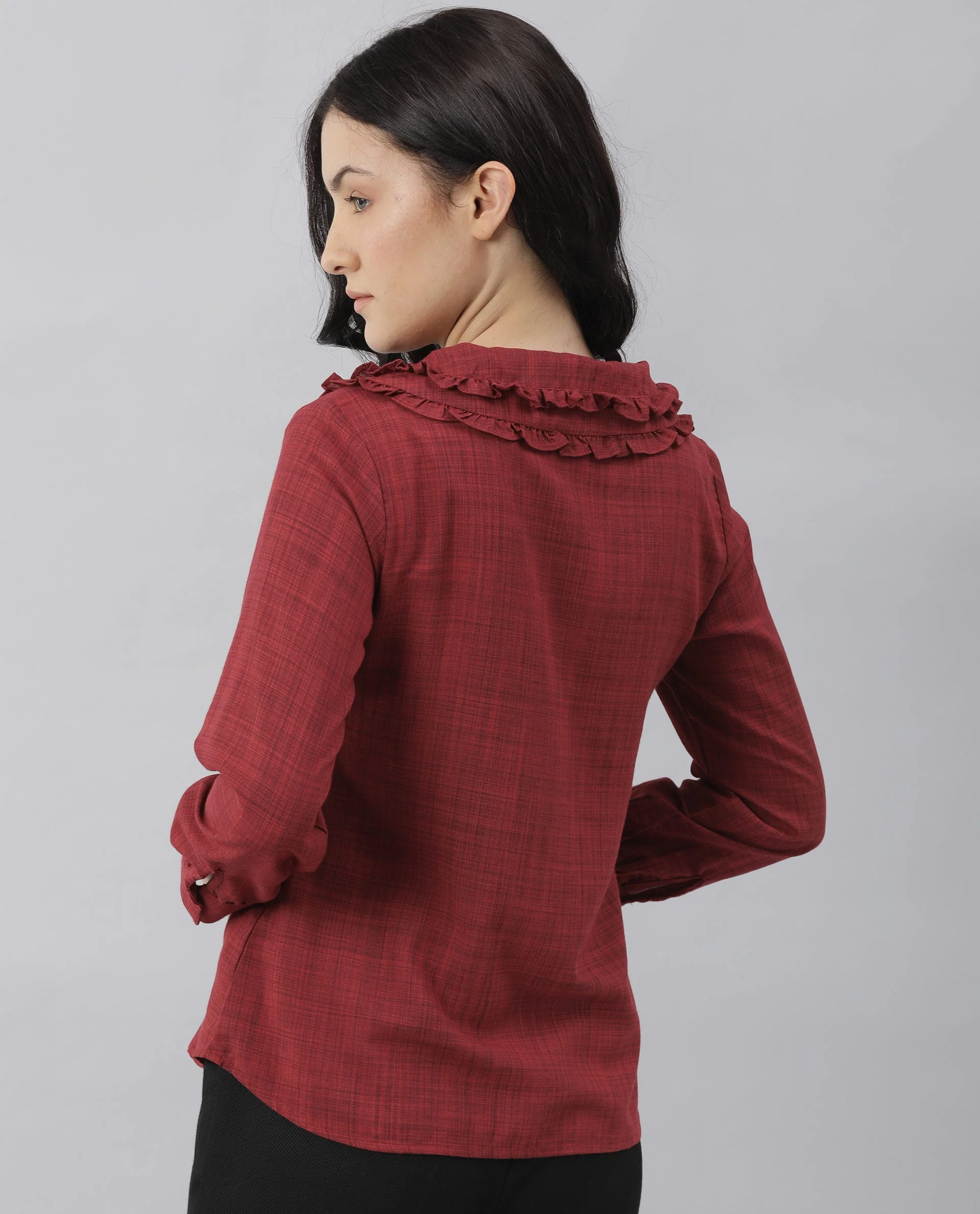 Rareism Women Kory Red Top Full Sleeves Solid - Image 6