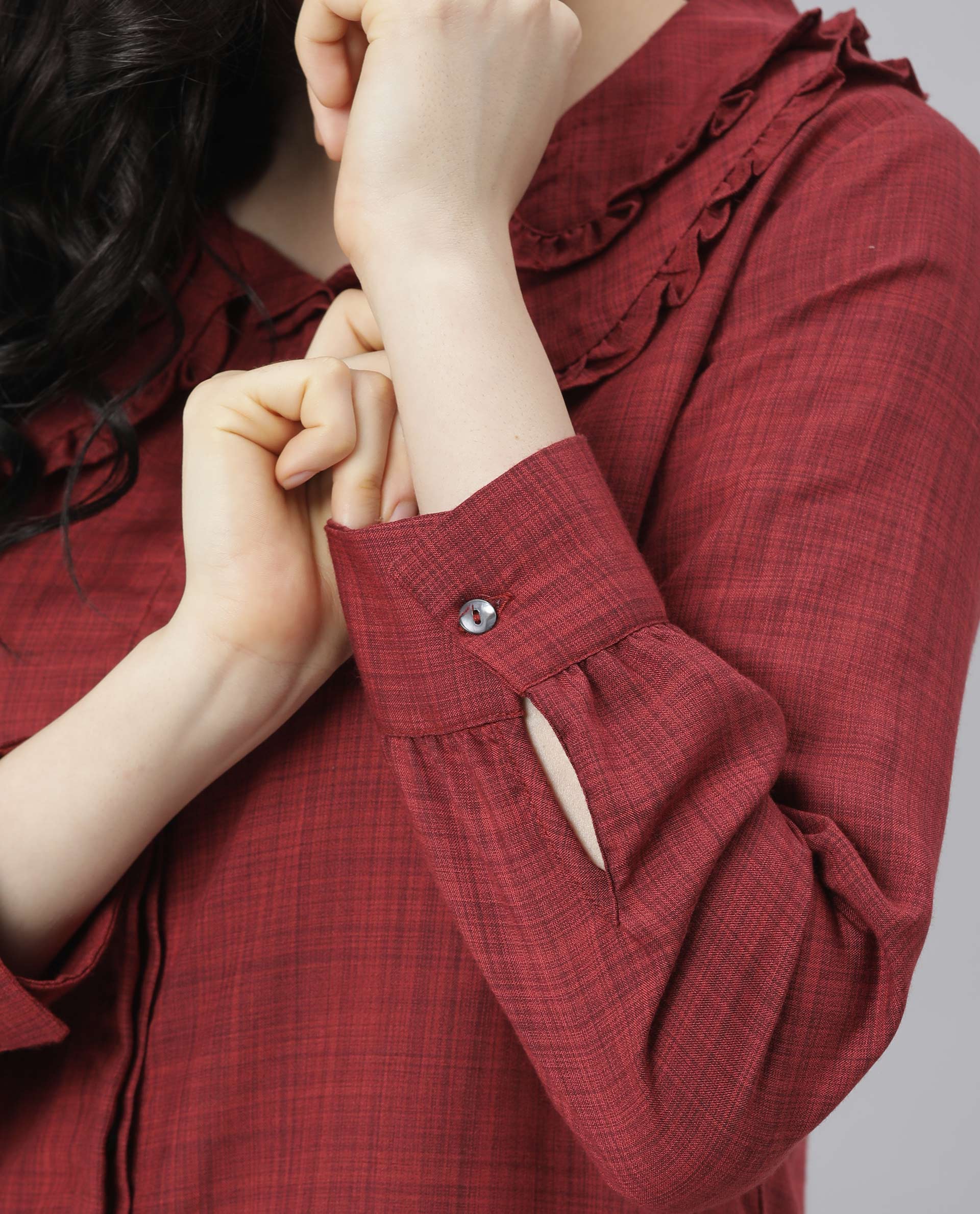 Rareism Women Kory Red Top Full Sleeves Solid - Image 9