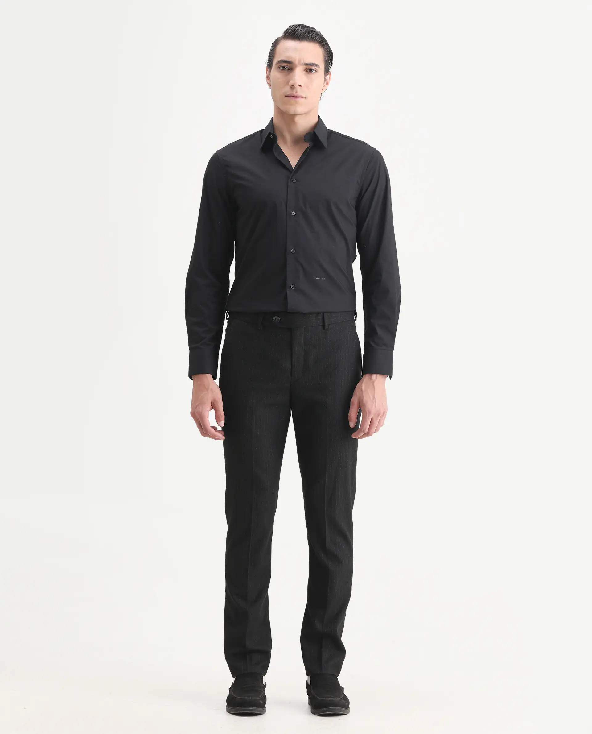 Rare Rabbit Men's Kove Black Polyester Striped Print Tailored Fit Full Sleeve Lapel Neck Suits - Image 6