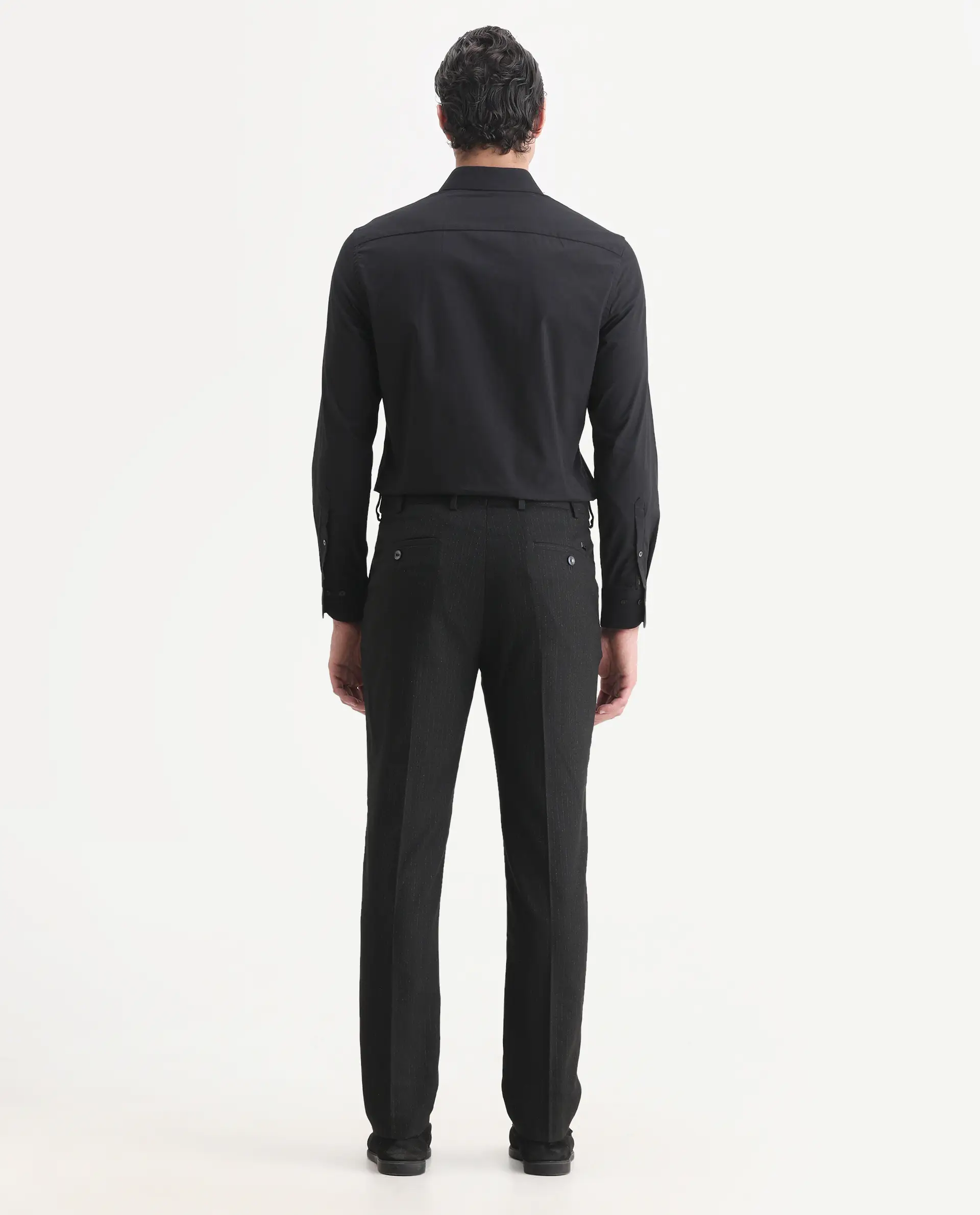 Rare Rabbit Men's Kove Black Polyester Striped Print Tailored Fit Full Sleeve Lapel Neck Suits - Image 9