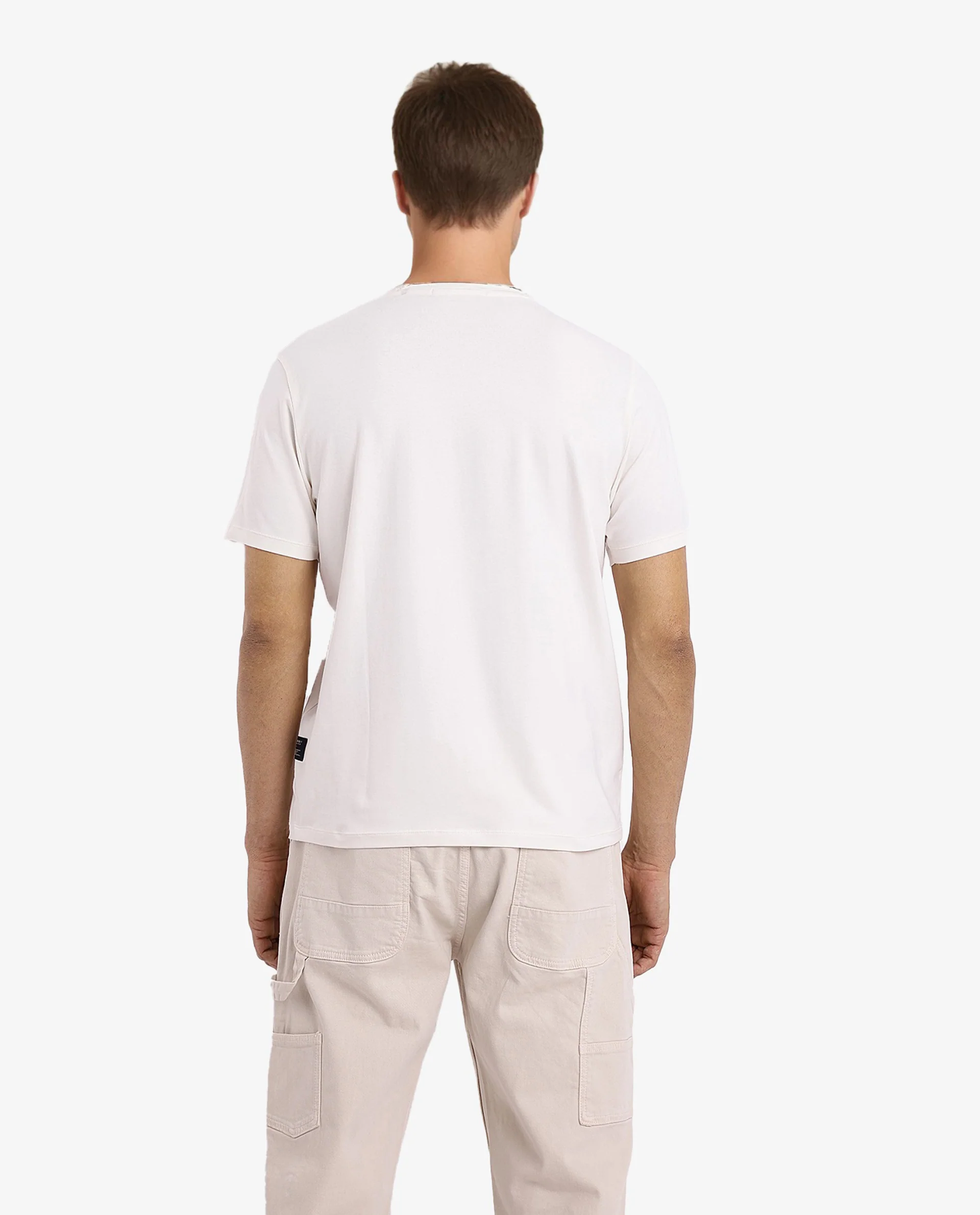 Rare Rabbit Men's Kowl Off White Cotton Graphic Print Regular Fit Half Sleeve Crew Neck T-Shirt - Image 5