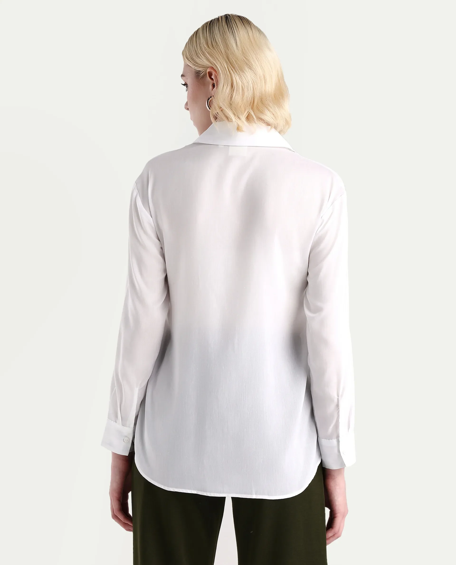 Rareism Women's Kraftt White Polyester Blend Drop Collar Floral Print Cuffed Sleeve Regular Fit Top - Image 6