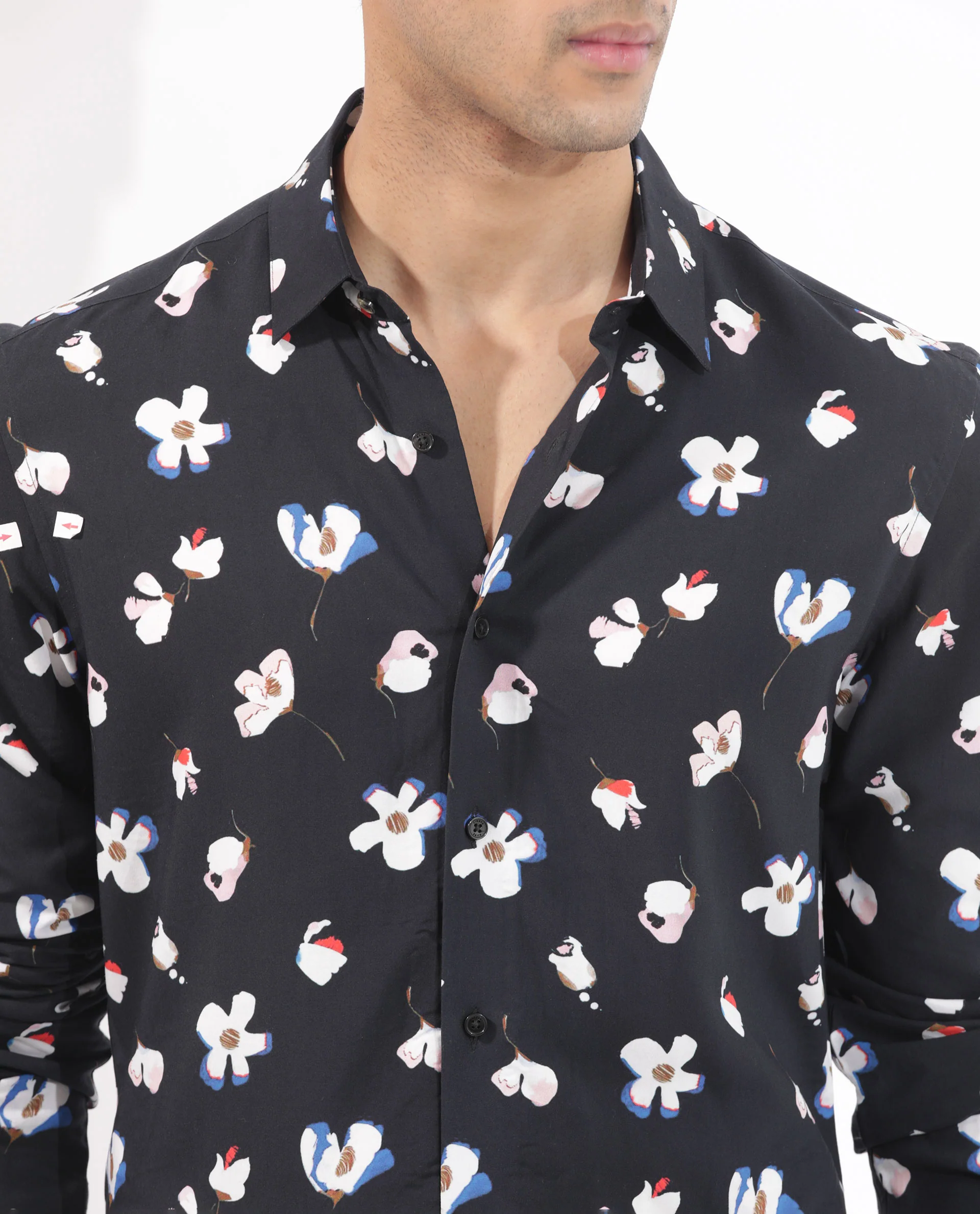 Rare Rabbit Men's Kraz Black Cotton Floral Print Regular Fit Full Sleeve Collared Shirt - Image 4