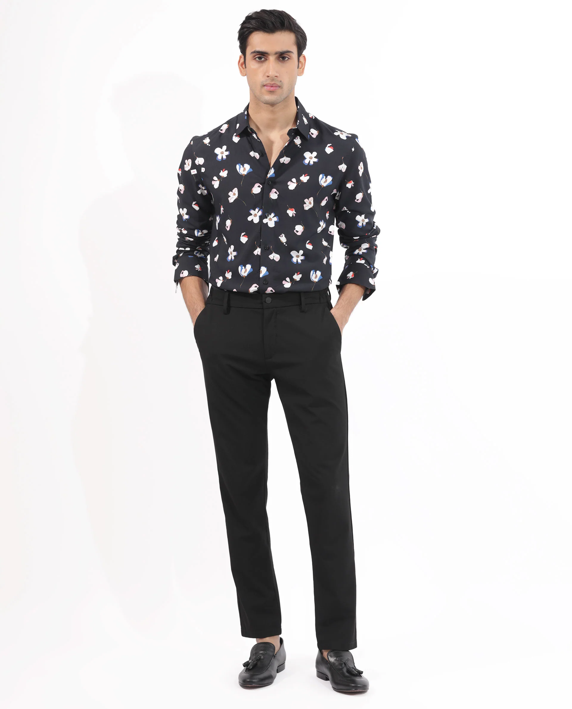 Rare Rabbit Men's Kraz Black Cotton Floral Print Regular Fit Full Sleeve Collared Shirt - Image 6