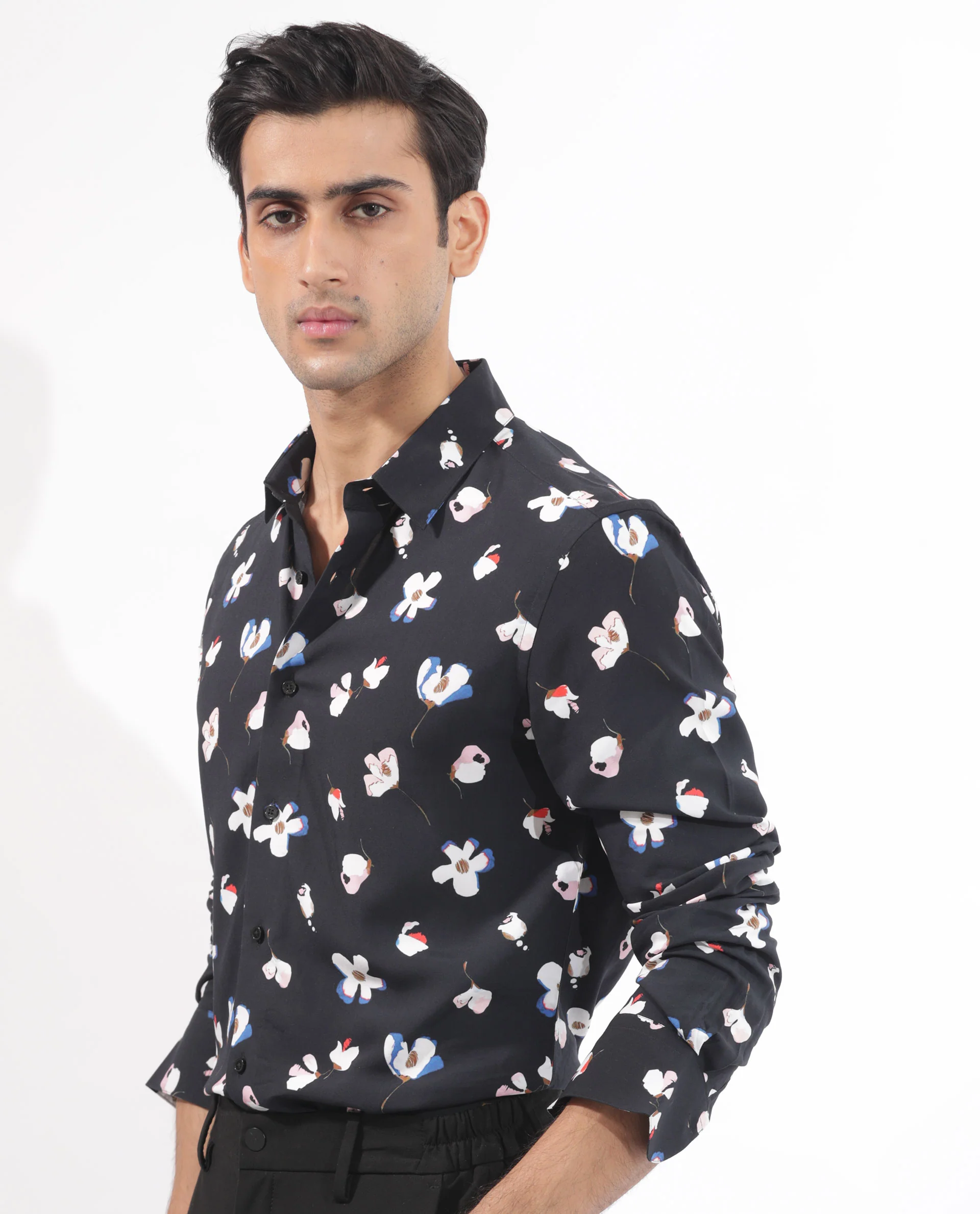 Rare Rabbit Men's Kraz Black Cotton Floral Print Regular Fit Full Sleeve Collared Shirt - Image 7