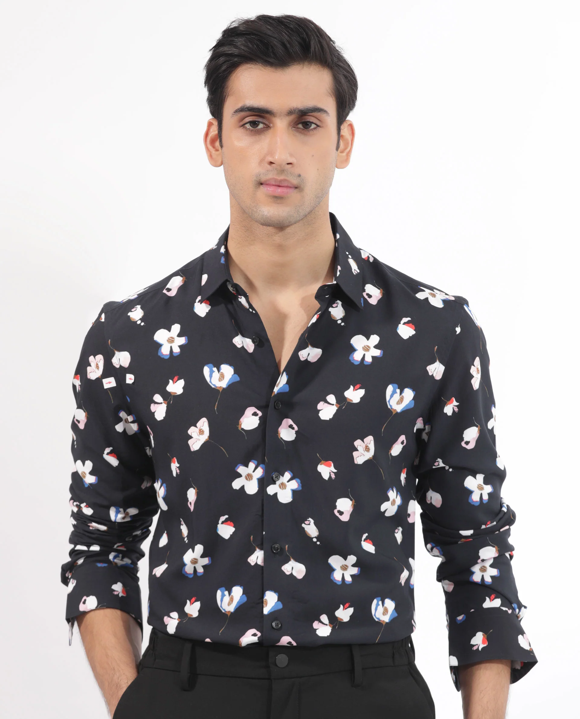 Rare Rabbit Men's Kraz Black Cotton Floral Print Regular Fit Full Sleeve Collared Shirt - Image 8