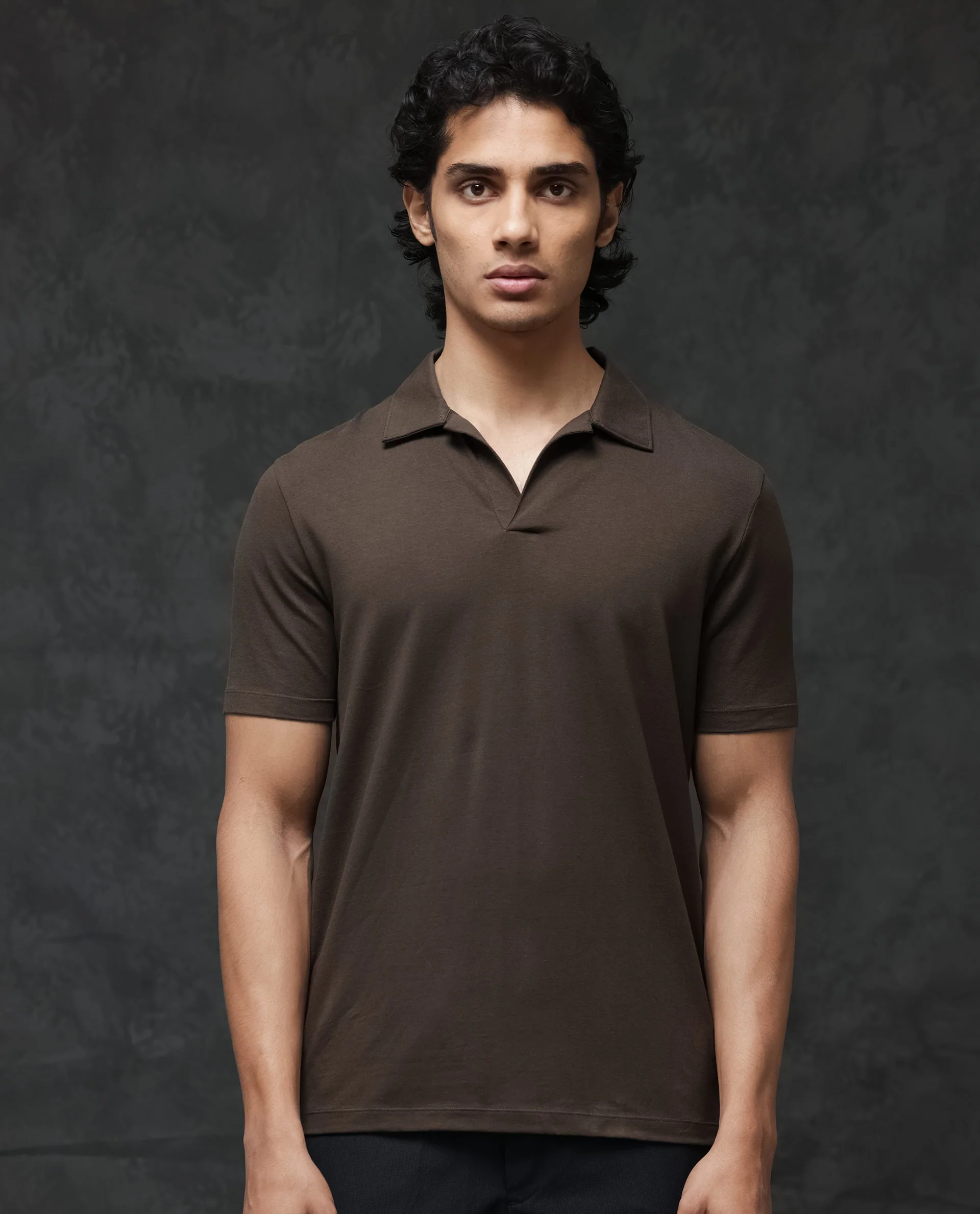 Rare Rabbit Men's Krib 2 Dark Olive Cotton Blend Plain Regular Fit Half Sleeve Polo - Image 2