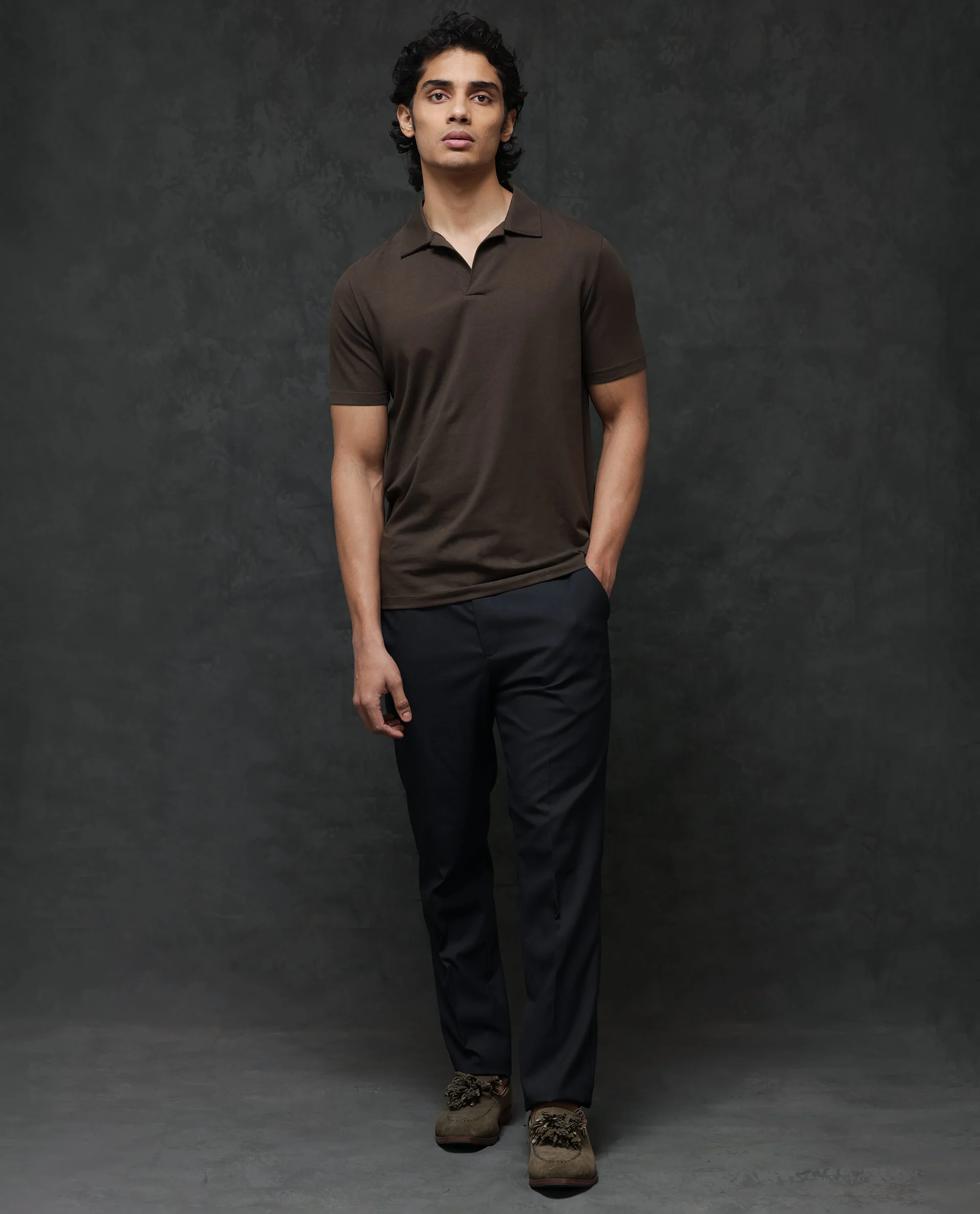 Rare Rabbit Men's Krib 2 Dark Olive Cotton Blend Plain Regular Fit Half Sleeve Polo - Image 3