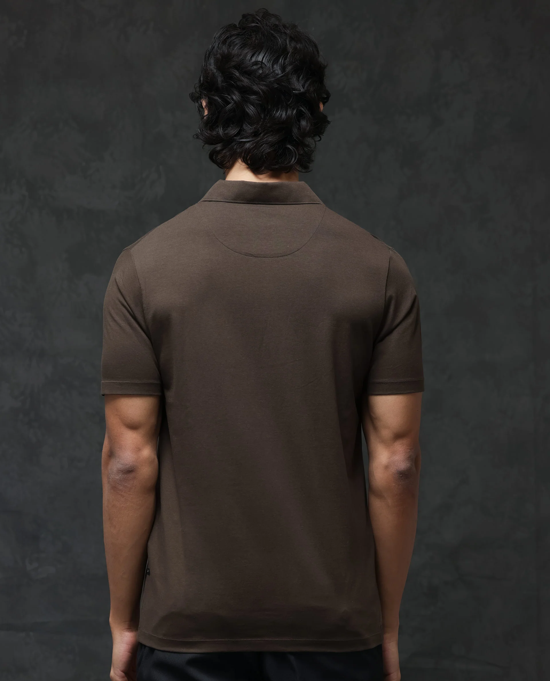 Rare Rabbit Men's Krib 2 Dark Olive Cotton Blend Plain Regular Fit Half Sleeve Polo - Image 9