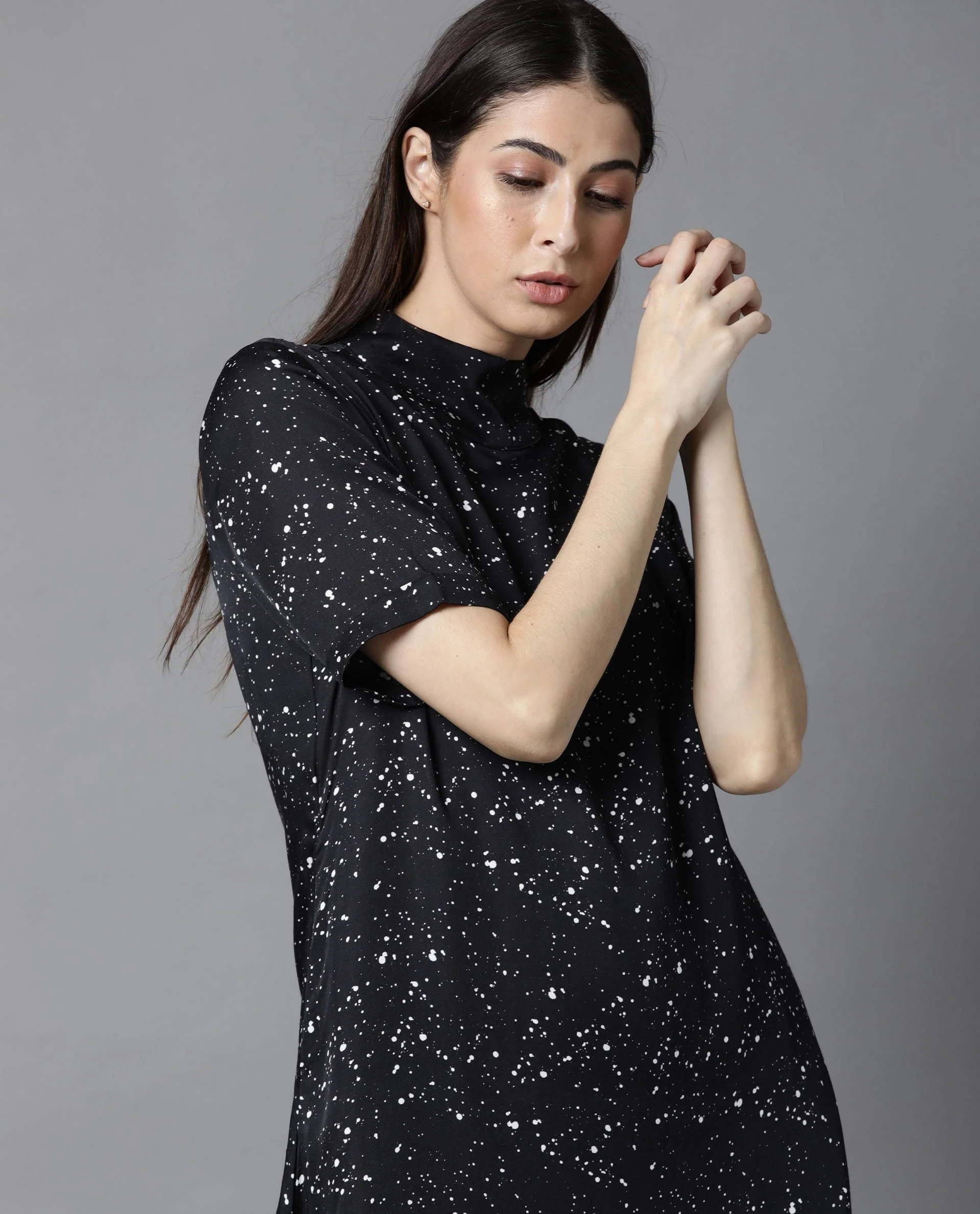 Rareism Women Kris Black Dress Short Sleeves Printed - Image 4