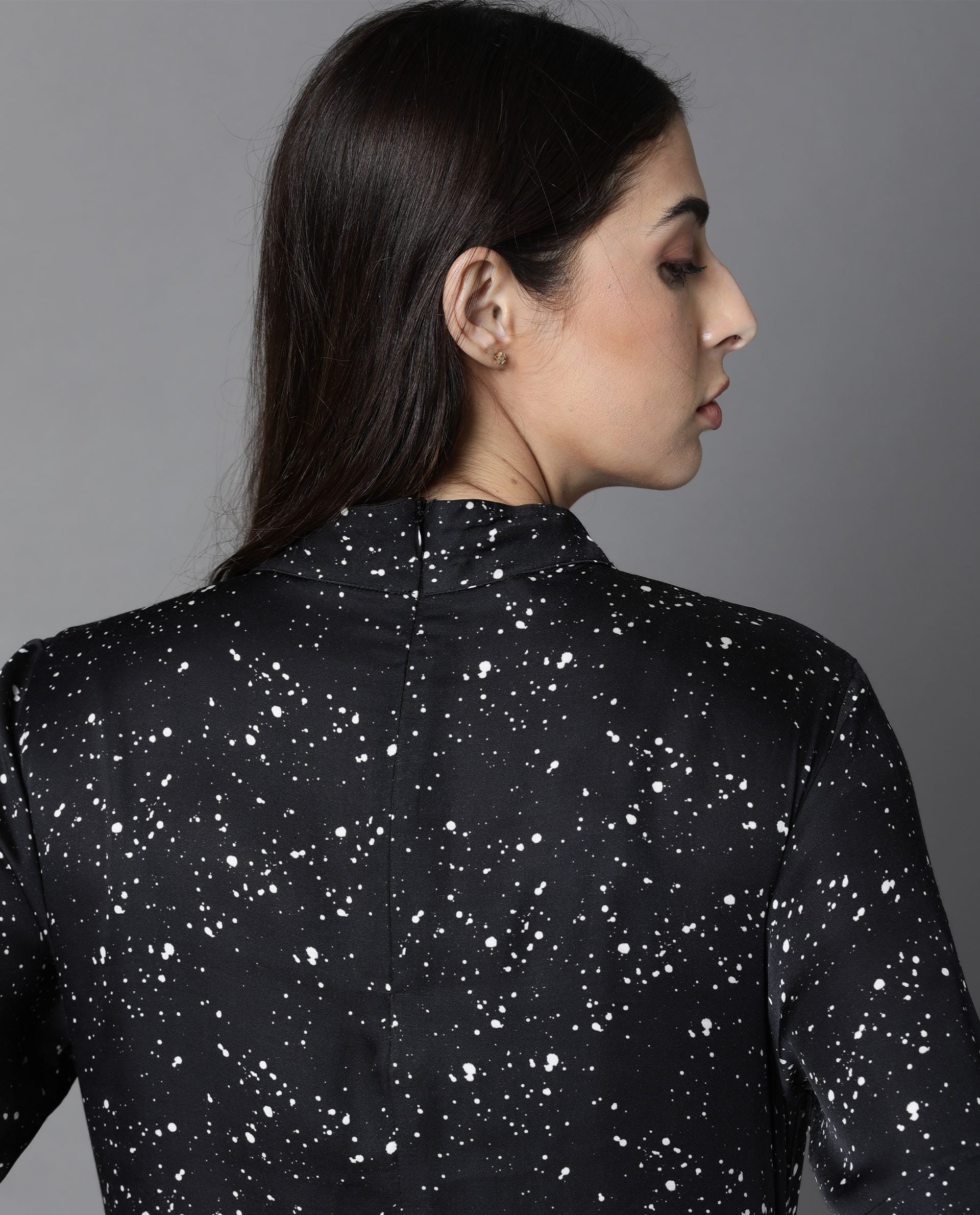 Rareism Women Kris Black Dress Short Sleeves Printed - Image 5