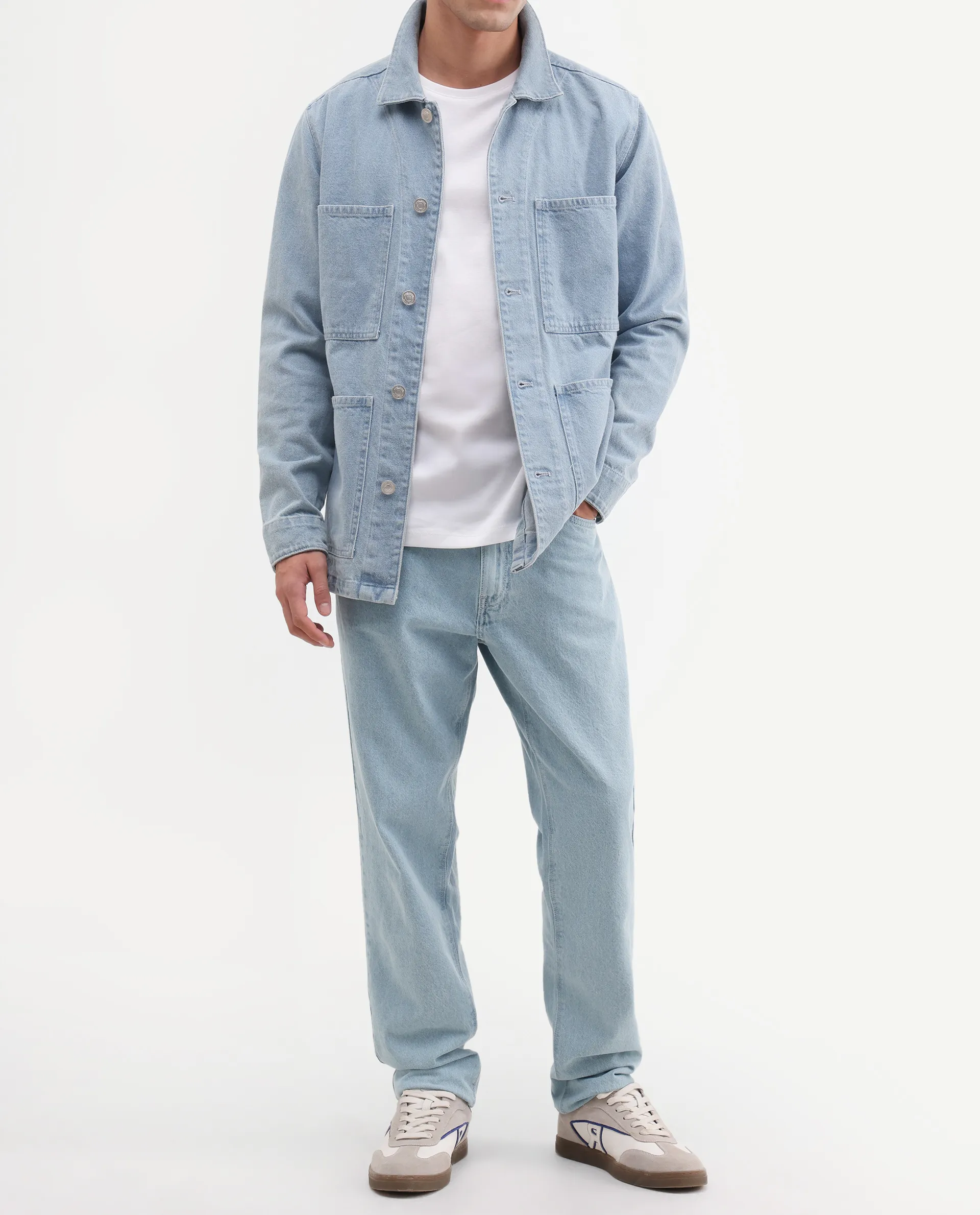 Rare Rabbit Men's Krix Light Blue Cotton Fabric Shank And Zipper Morris Regular Plain Jeans - Image 2