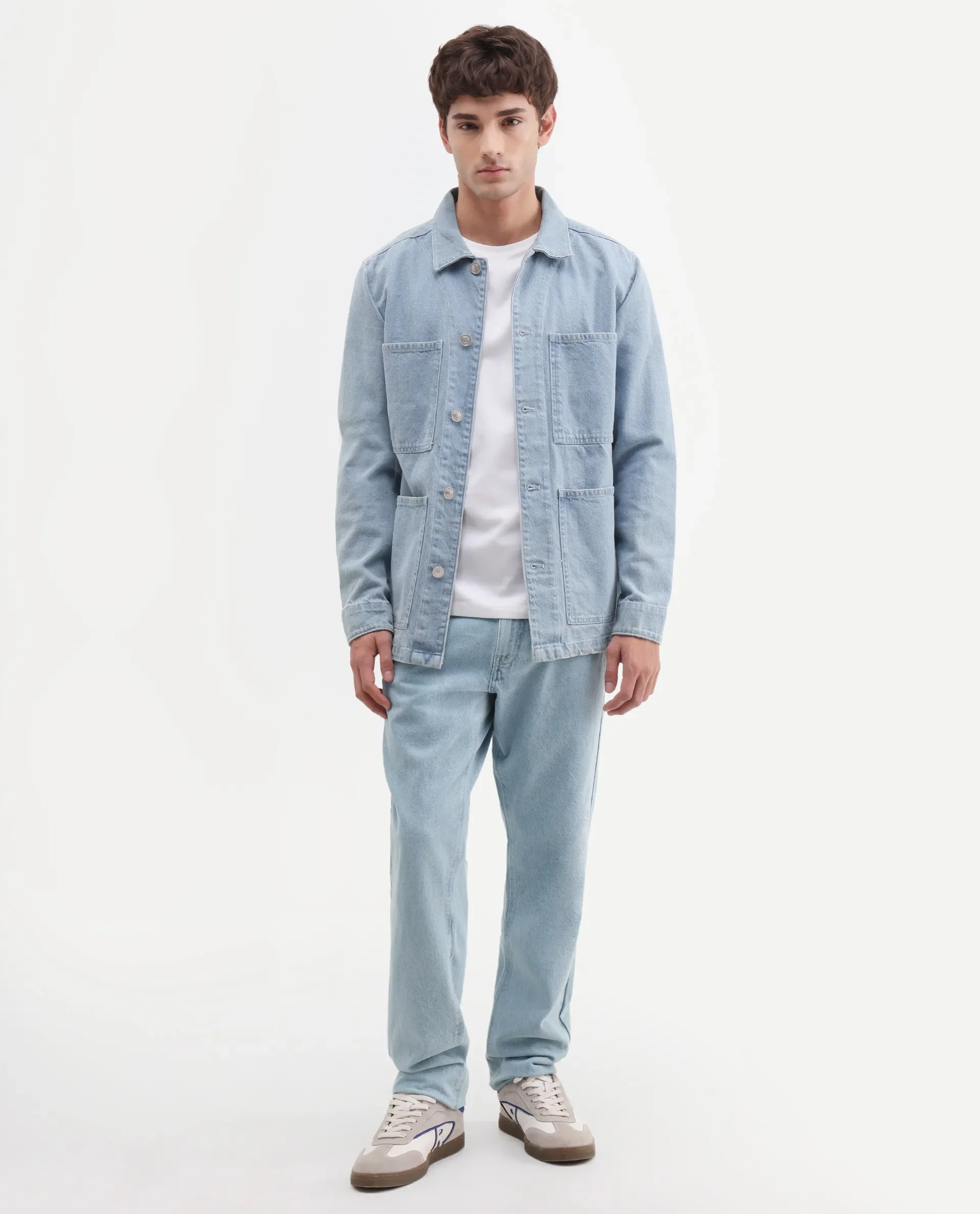 Rare Rabbit Men's Krix Light Blue Cotton Fabric Shank And Zipper Morris Regular Plain Jeans - Image 4