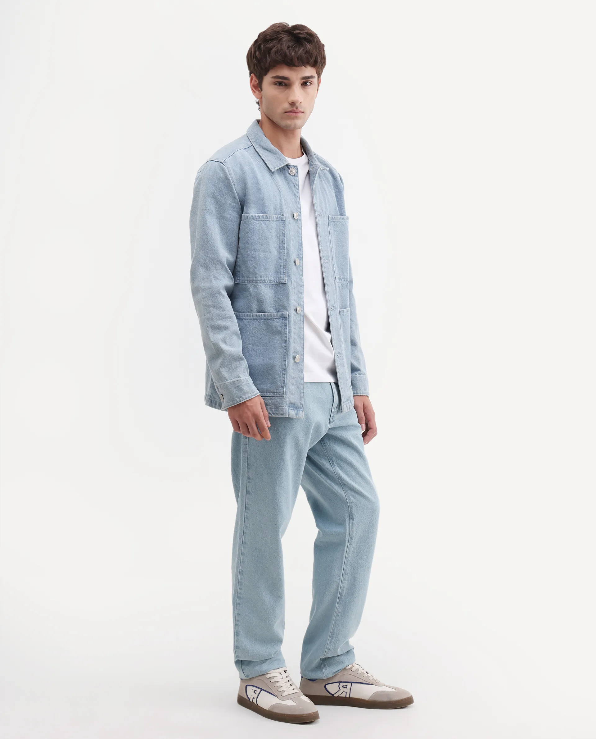 Rare Rabbit Men's Krix Light Blue Cotton Fabric Shank And Zipper Morris Regular Plain Jeans - Image 5