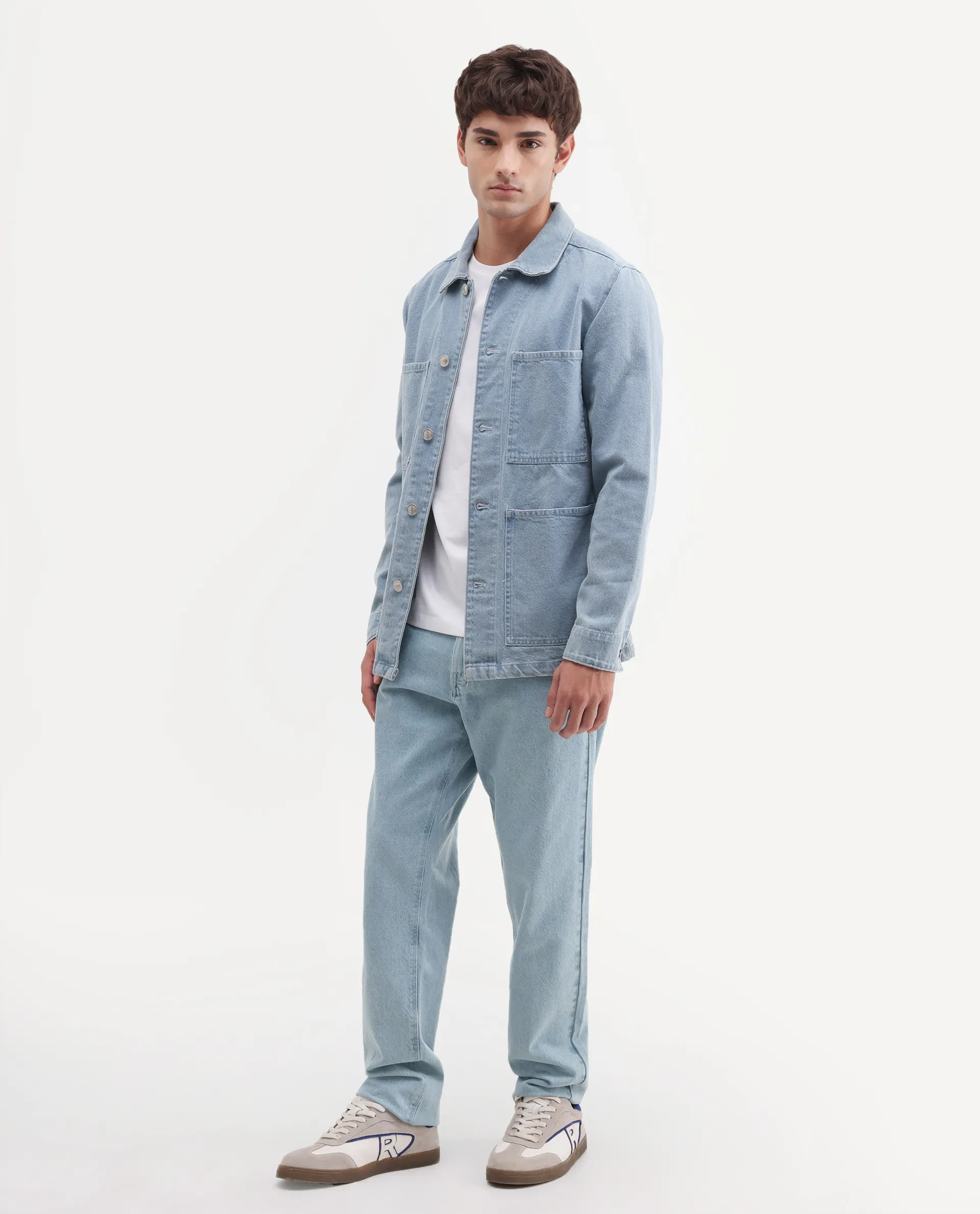 Rare Rabbit Men's Krix Light Blue Cotton Fabric Shank And Zipper Morris Regular Plain Jeans - Image 6
