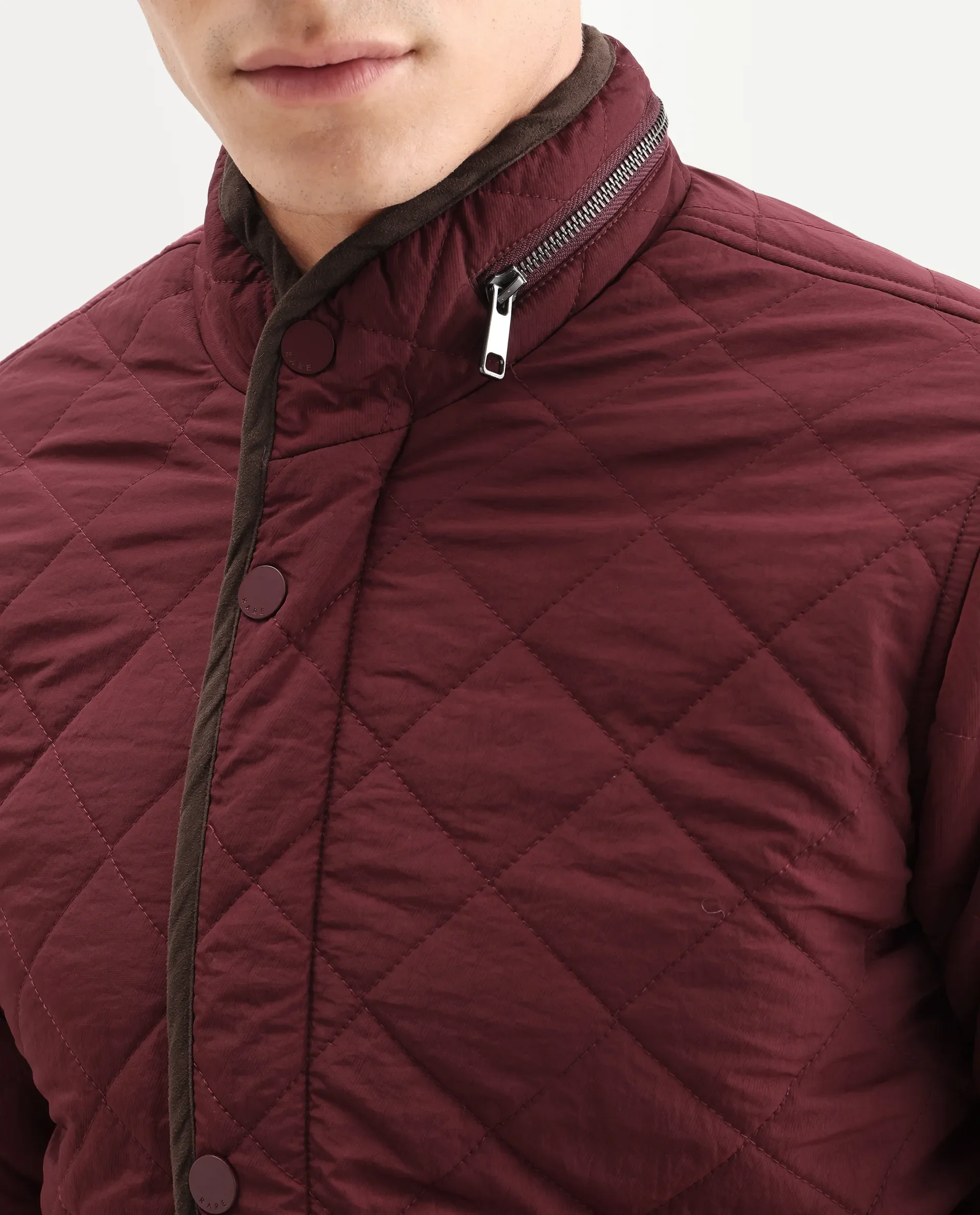 Rare Rabbit Men's Krul Red Nylon Plain Regular Fit Full Sleeve Mandarin Collar Jacket - Image 3