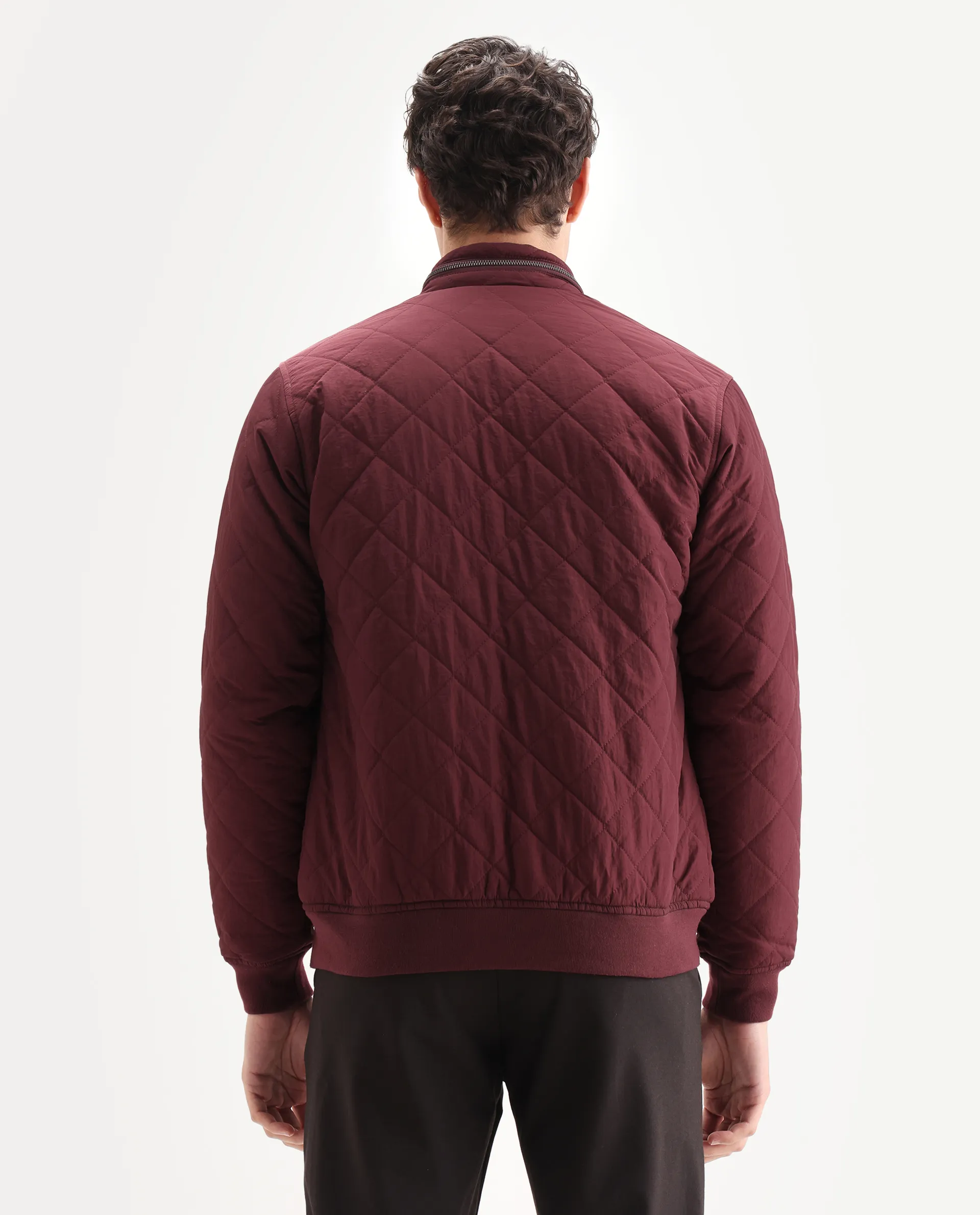 Rare Rabbit Men's Krul Red Nylon Plain Regular Fit Full Sleeve Mandarin Collar Jacket - Image 7