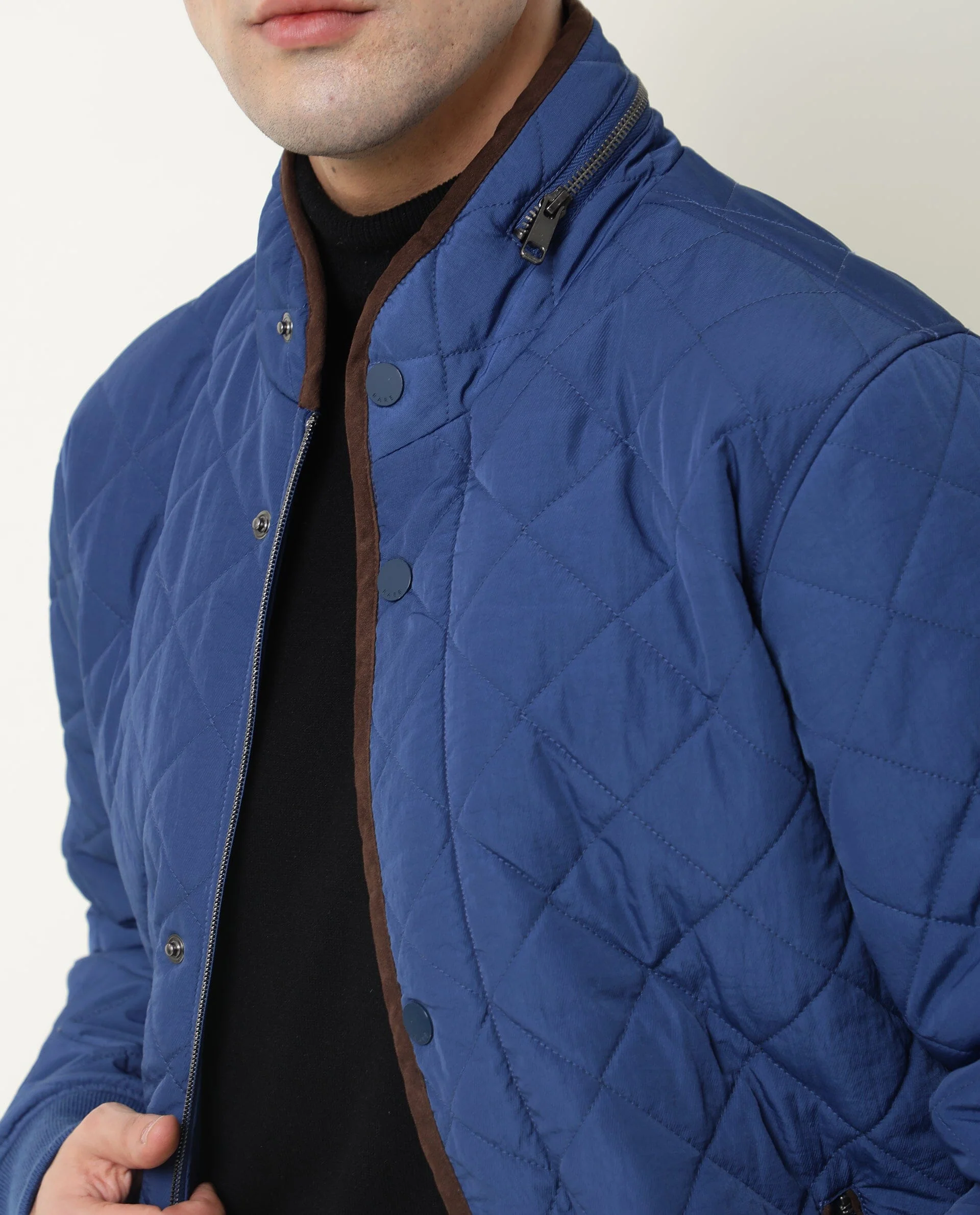 Rare Rabbit Men's Krul Teal Nylon Plain Regular Fit Full Sleeve Mandarin Collar Jacket - Image 2