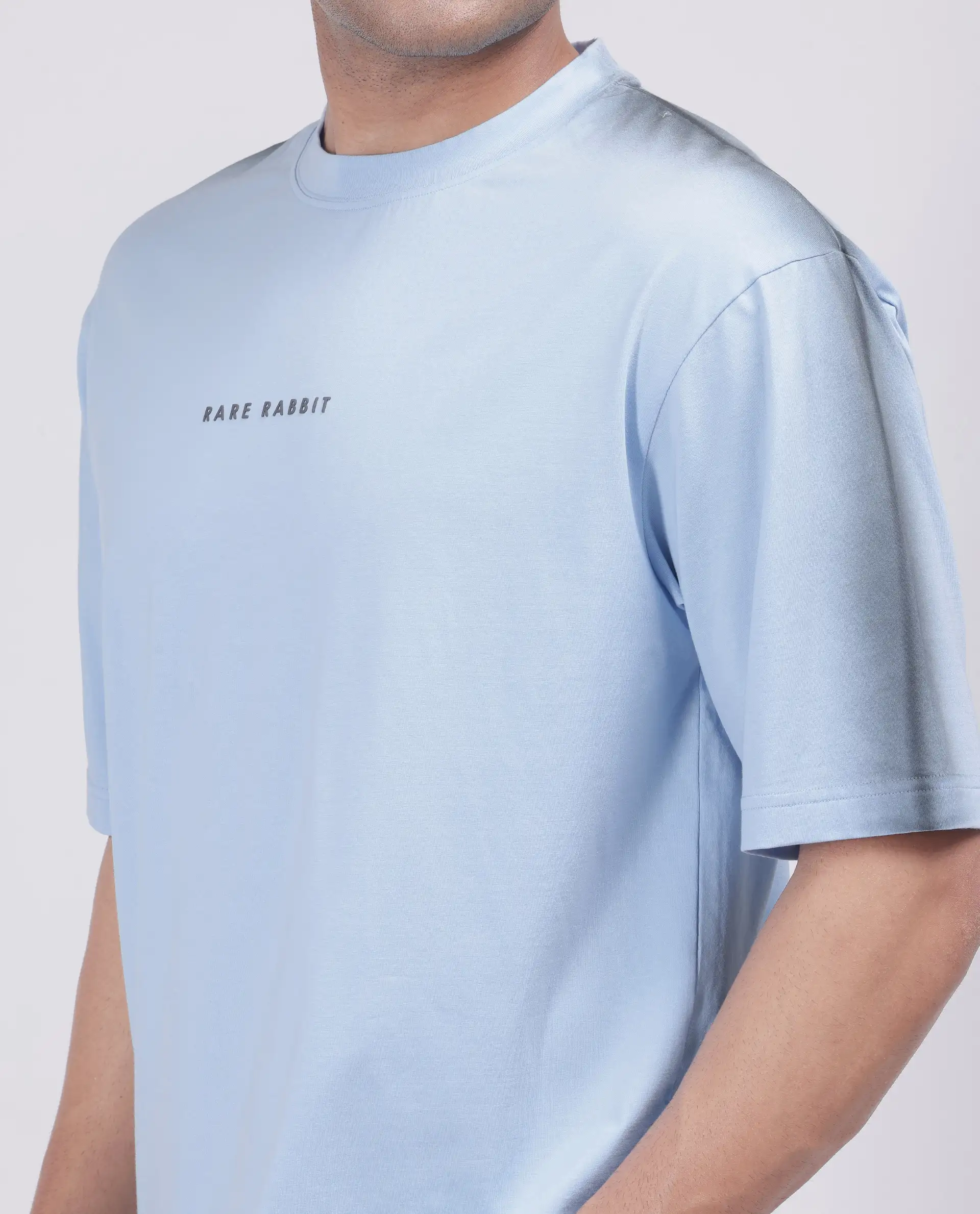 Rare Rabbit Men's Kruv Blue Cotton Printed Boxy Fit Half Sleeve Crew Neck T-Shirt - Image 3