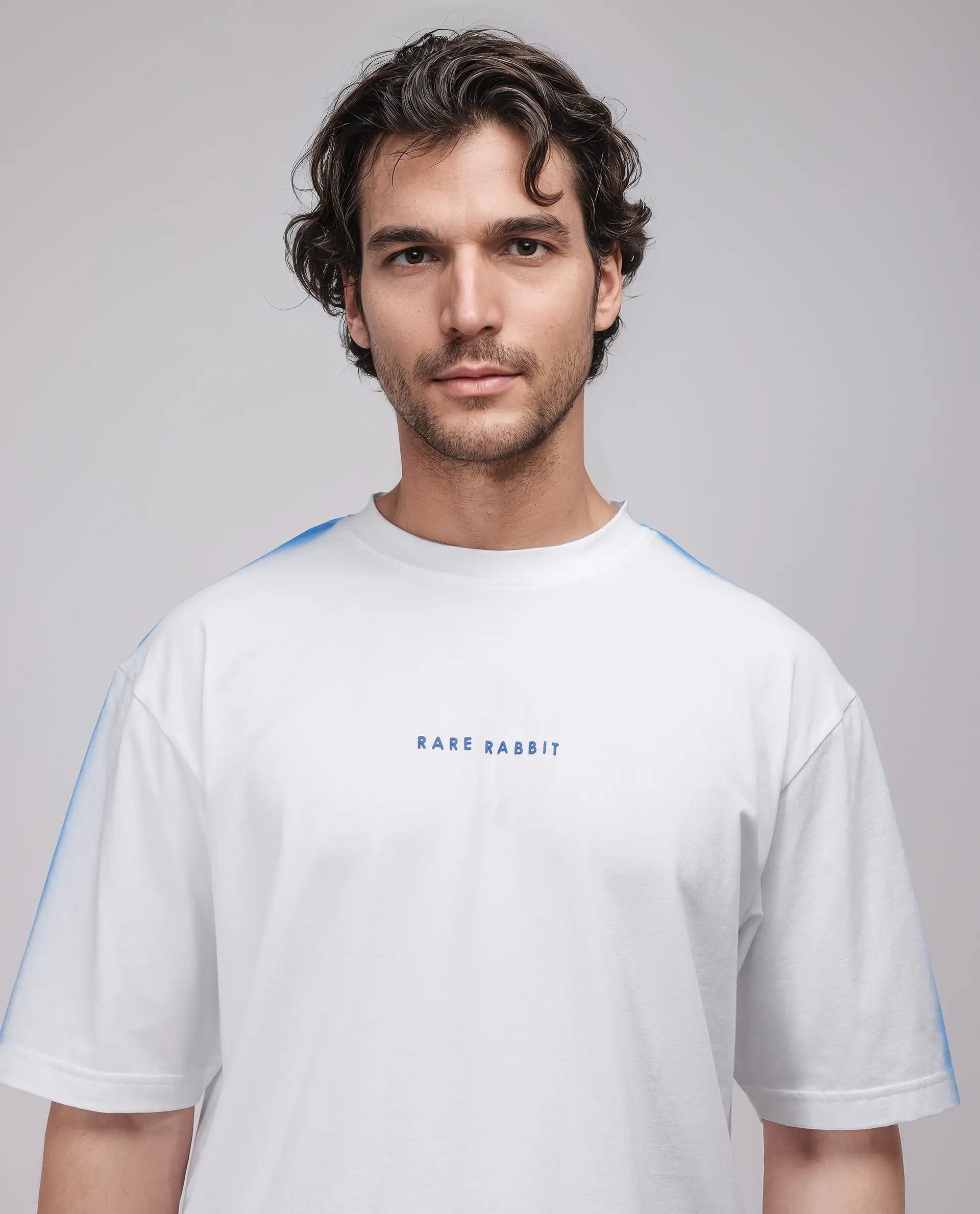 Rare Rabbit Men's Kruv White Cotton Printed Boxy Fit Half Sleeve Crew Neck T-Shirt - Image 8