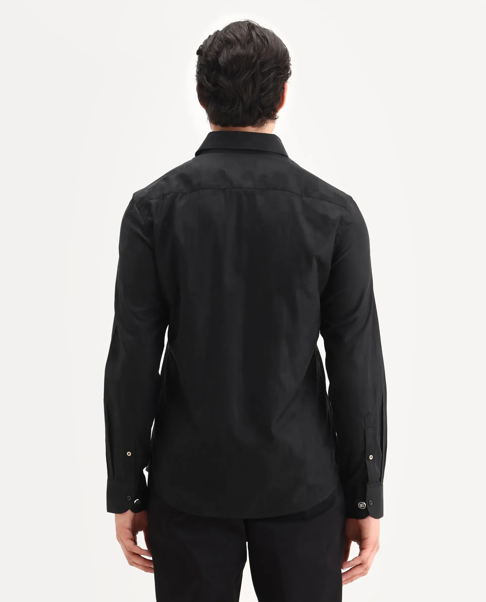 Rare Rabbit Men's Kufi Black Cotton Fabric Collared Neck Regular Fit Checks Shirt - Image 8