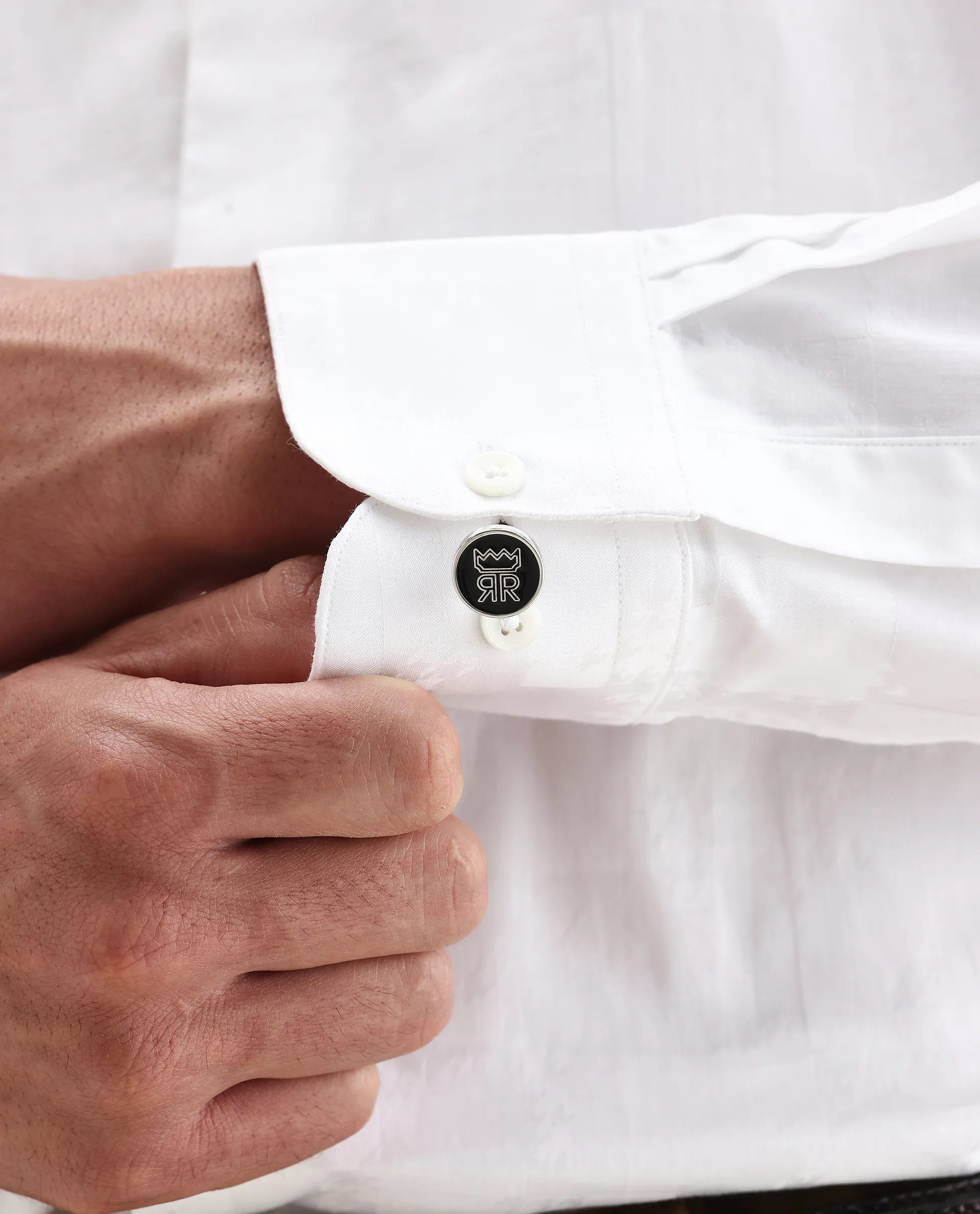 Rare Rabbit Men's Kufi White Cotton Fabric Collared Neck Regular Fit Checks Shirt - Image 4