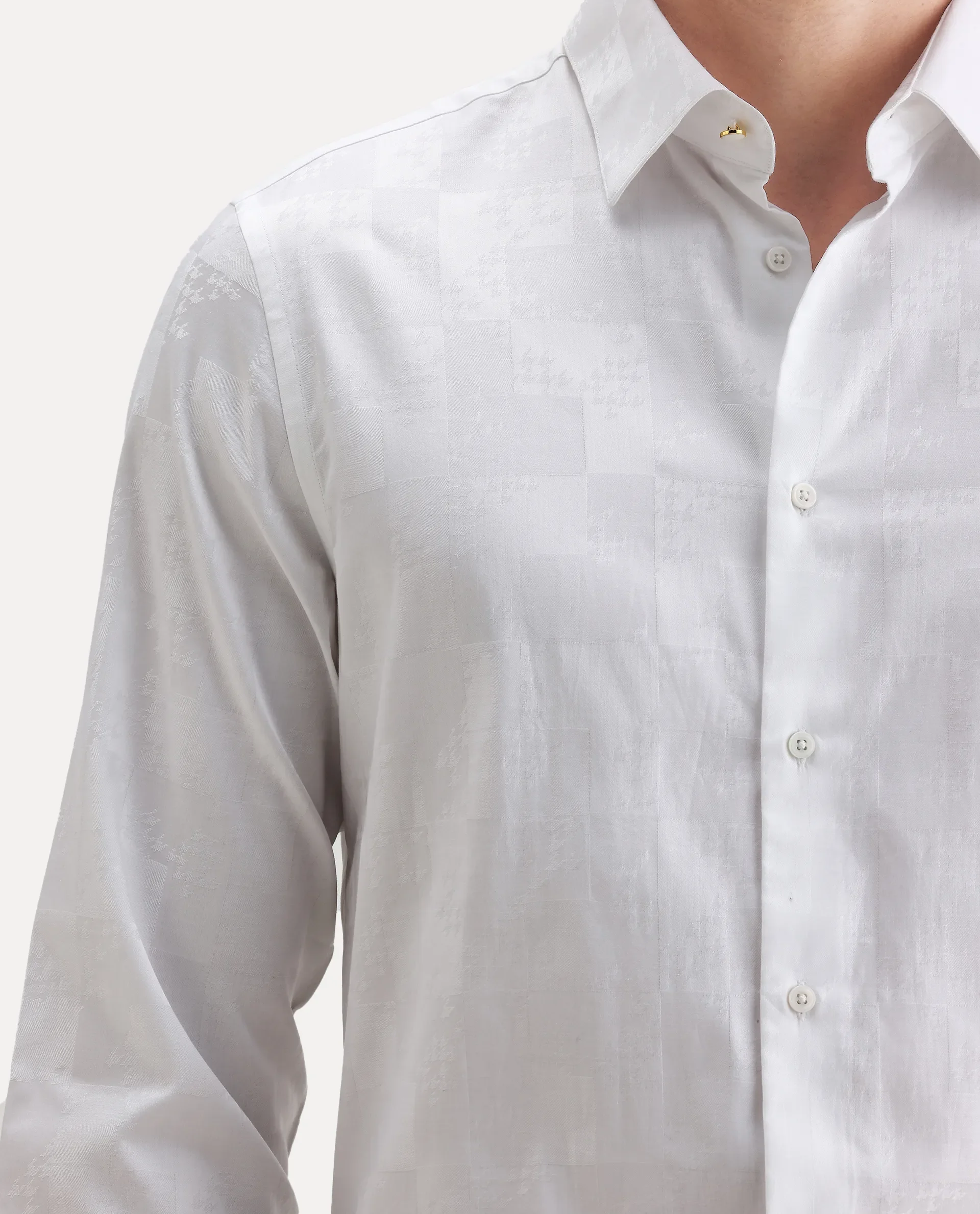 Rare Rabbit Men's Kufi White Cotton Fabric Collared Neck Regular Fit Checks Shirt - Image 5