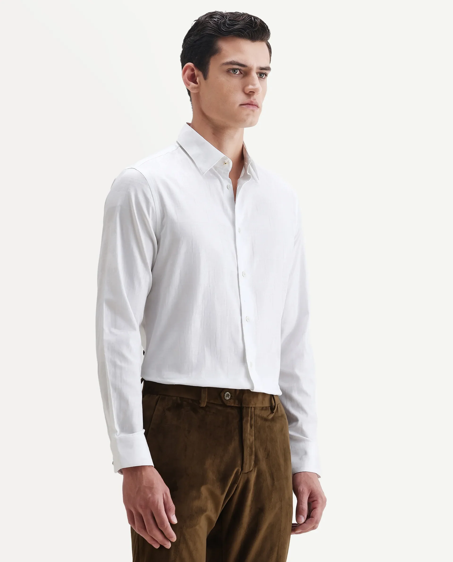 Rare Rabbit Men's Kufi White Cotton Fabric Collared Neck Regular Fit Checks Shirt - Image 8