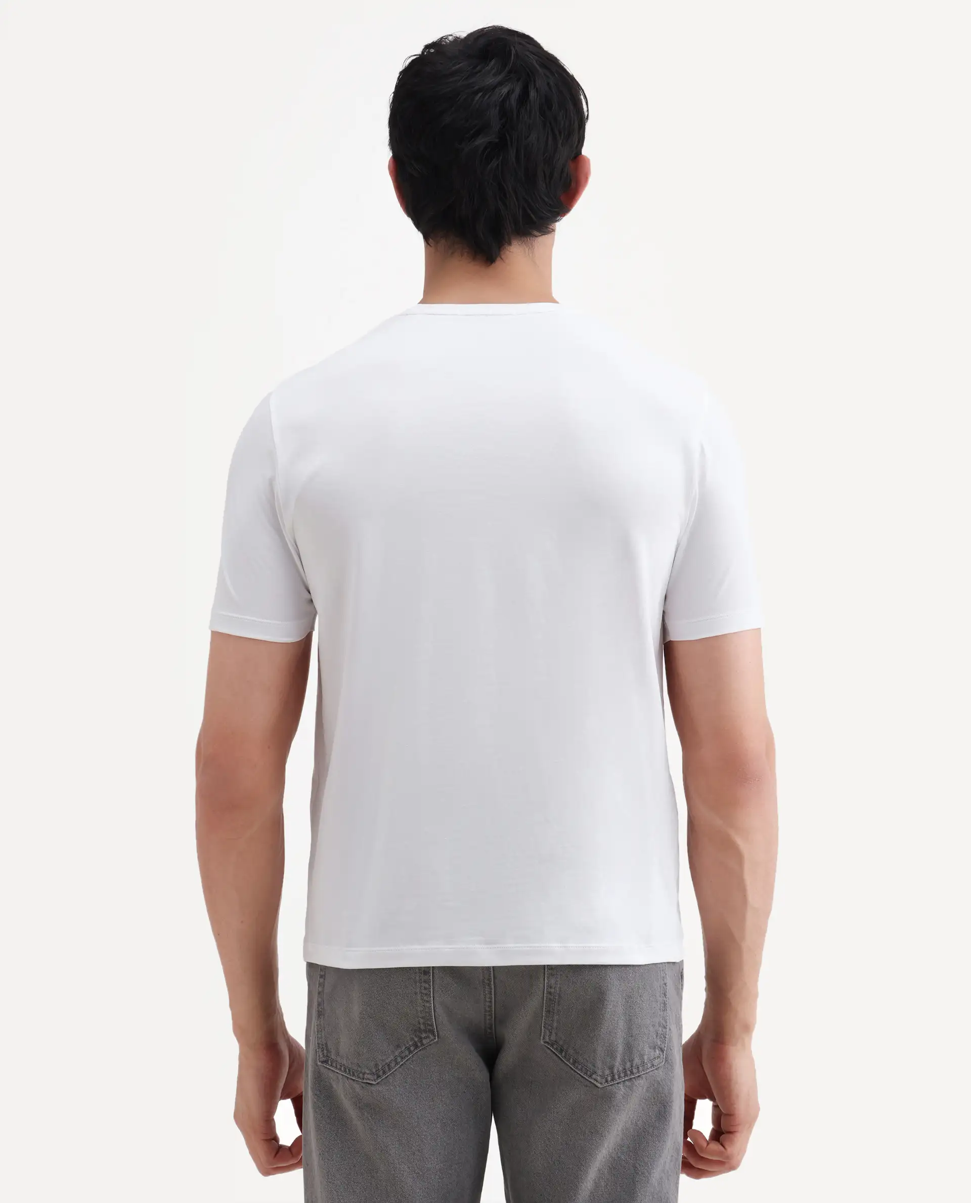 Rare Rabbit Men's Kuho White Cotton Blend Fabric Half Sleeve Crew Neck Regular Fit Graphic Print T-Shirt - Image 7