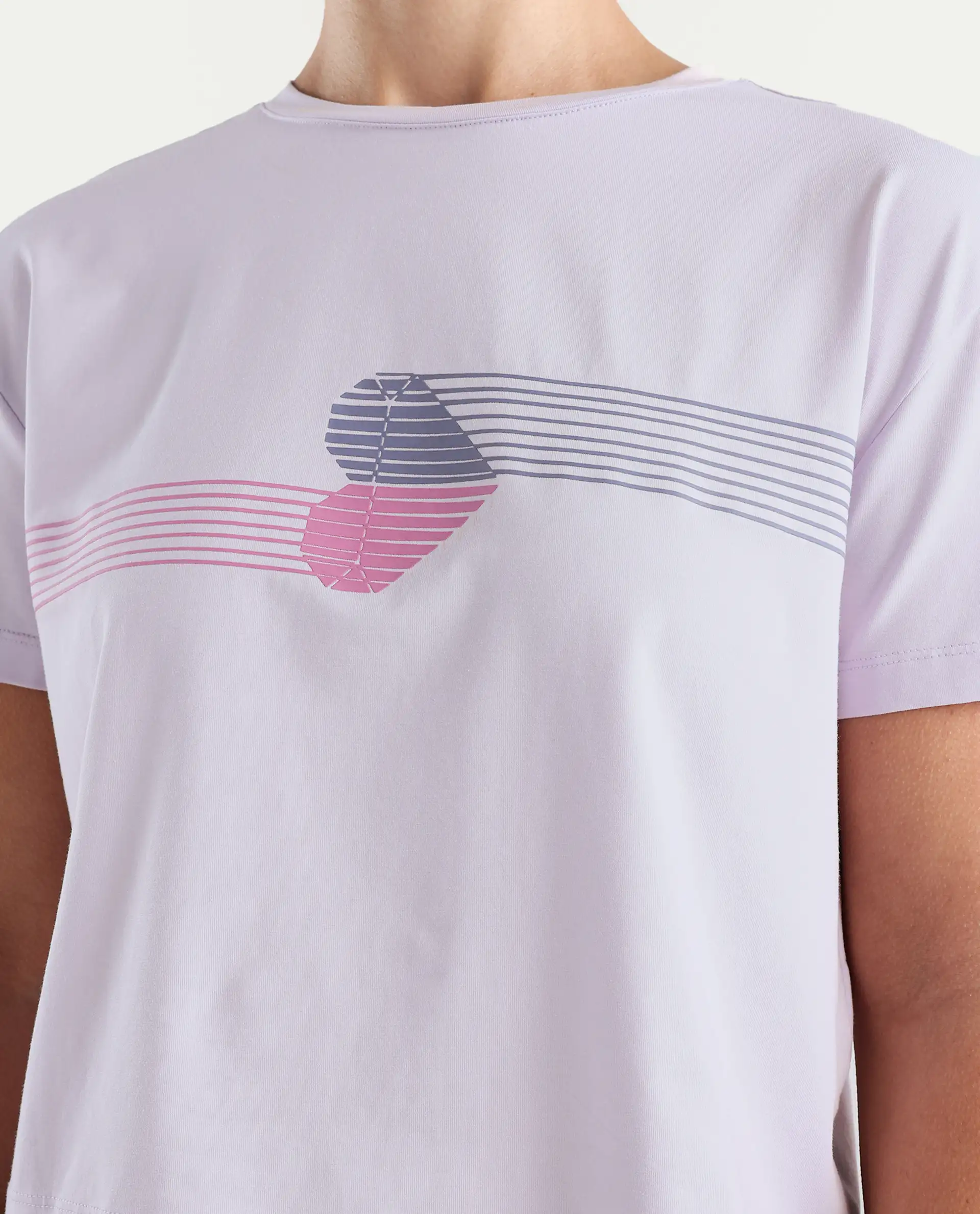 Rareism Women's Kuncro Pastel Purple Cotton Blend Crew Neck Graphic Print Crop Regular Fit T-Shirt - Image 3