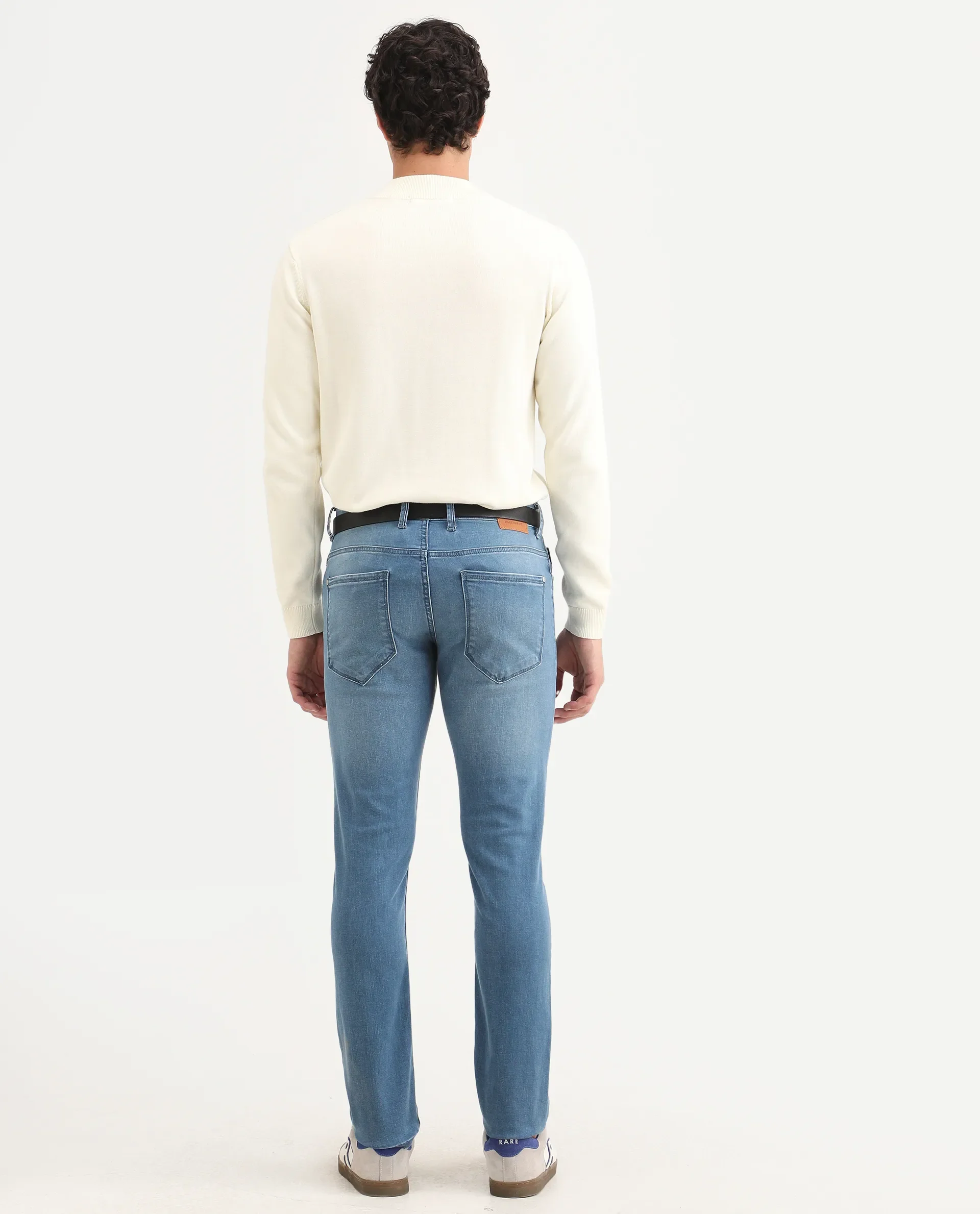 Rare Rabbit Men's Kunor Blue Cotton Blend Fabric Hawk Slim Fit Plain Jeans - Image 8