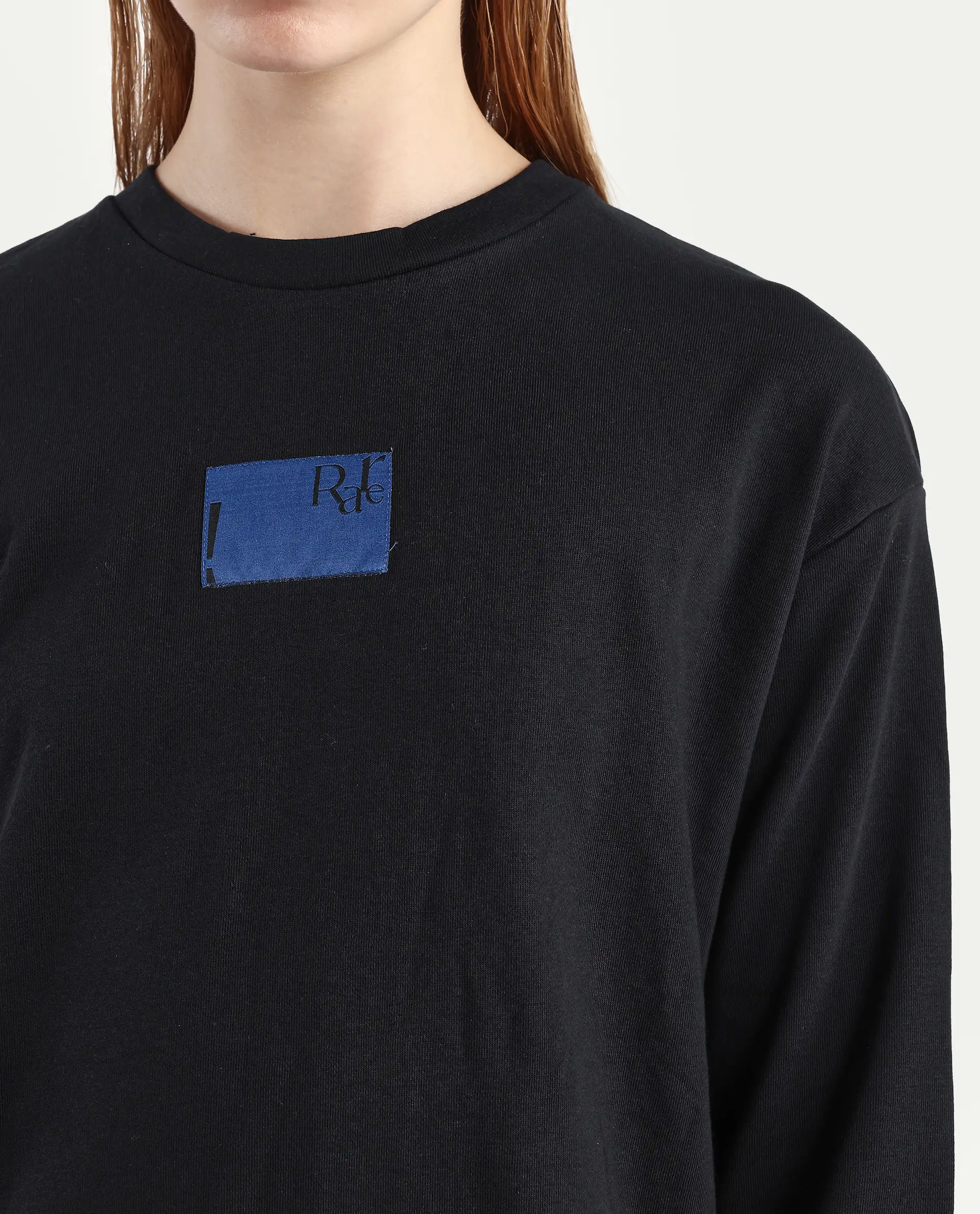 Rareism Women's Kuyum Black Cotton Blend Crew Neck Typography Print Regular Fit Sweatshirt - Image 4