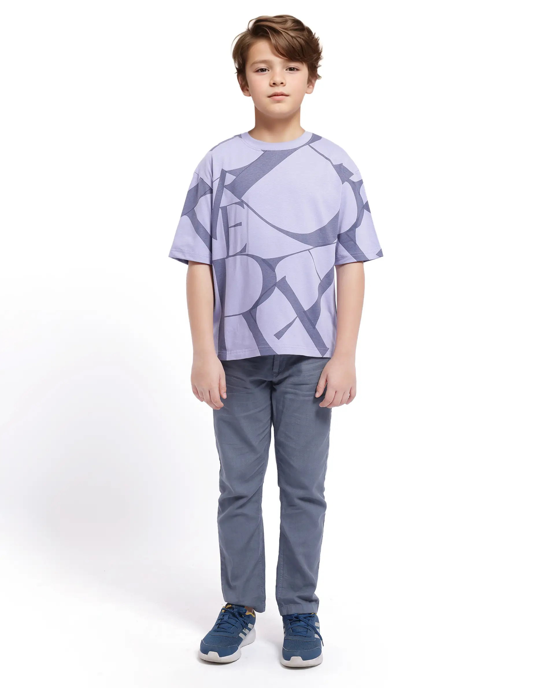 Rare Ones Kids Kyle Pastel Purple Cotton Half Sleeves Crew Neck Graphic Print T-Shirt - Image 3