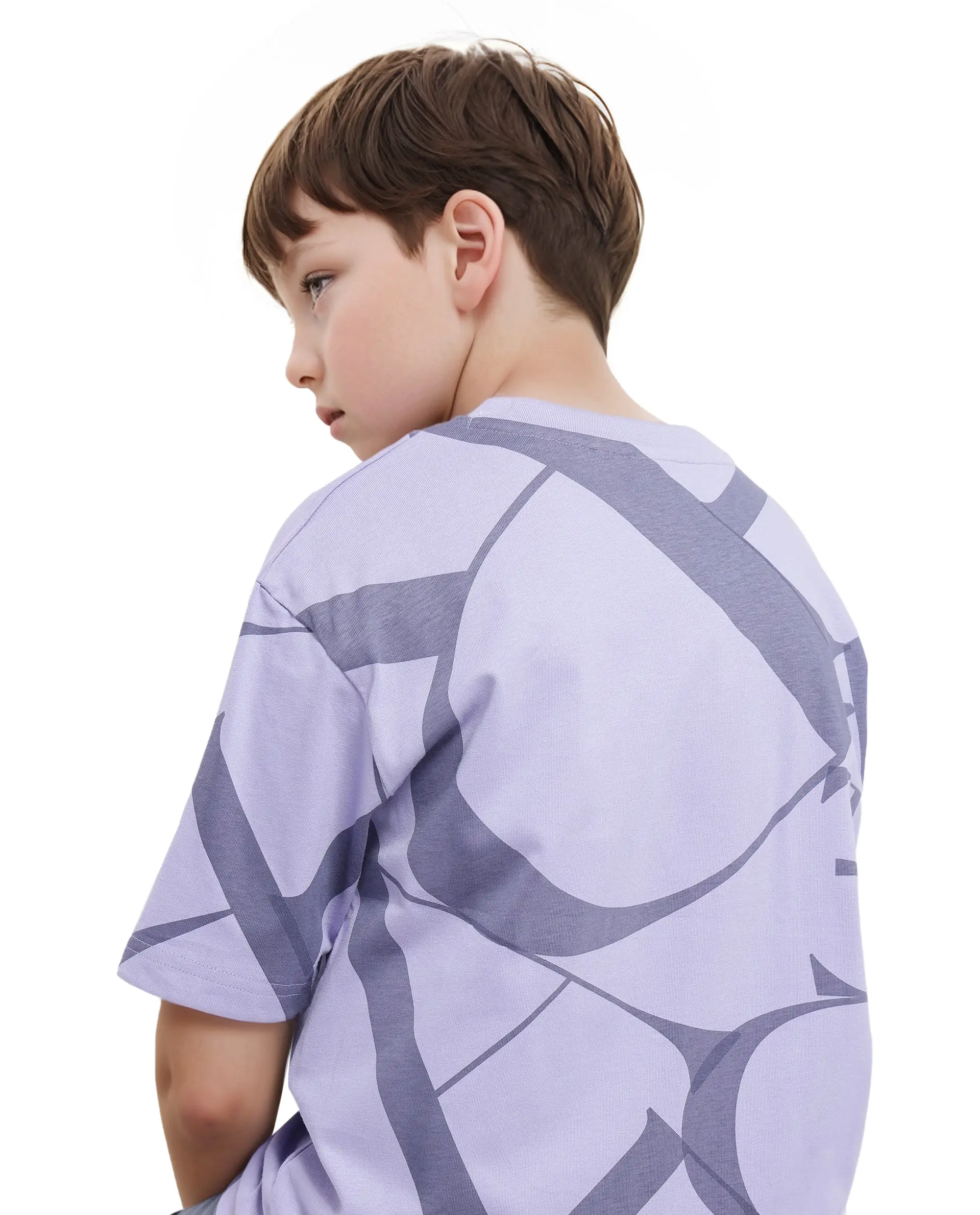 Rare Ones Kids Kyle Pastel Purple Cotton Half Sleeves Crew Neck Graphic Print T-Shirt - Image 4