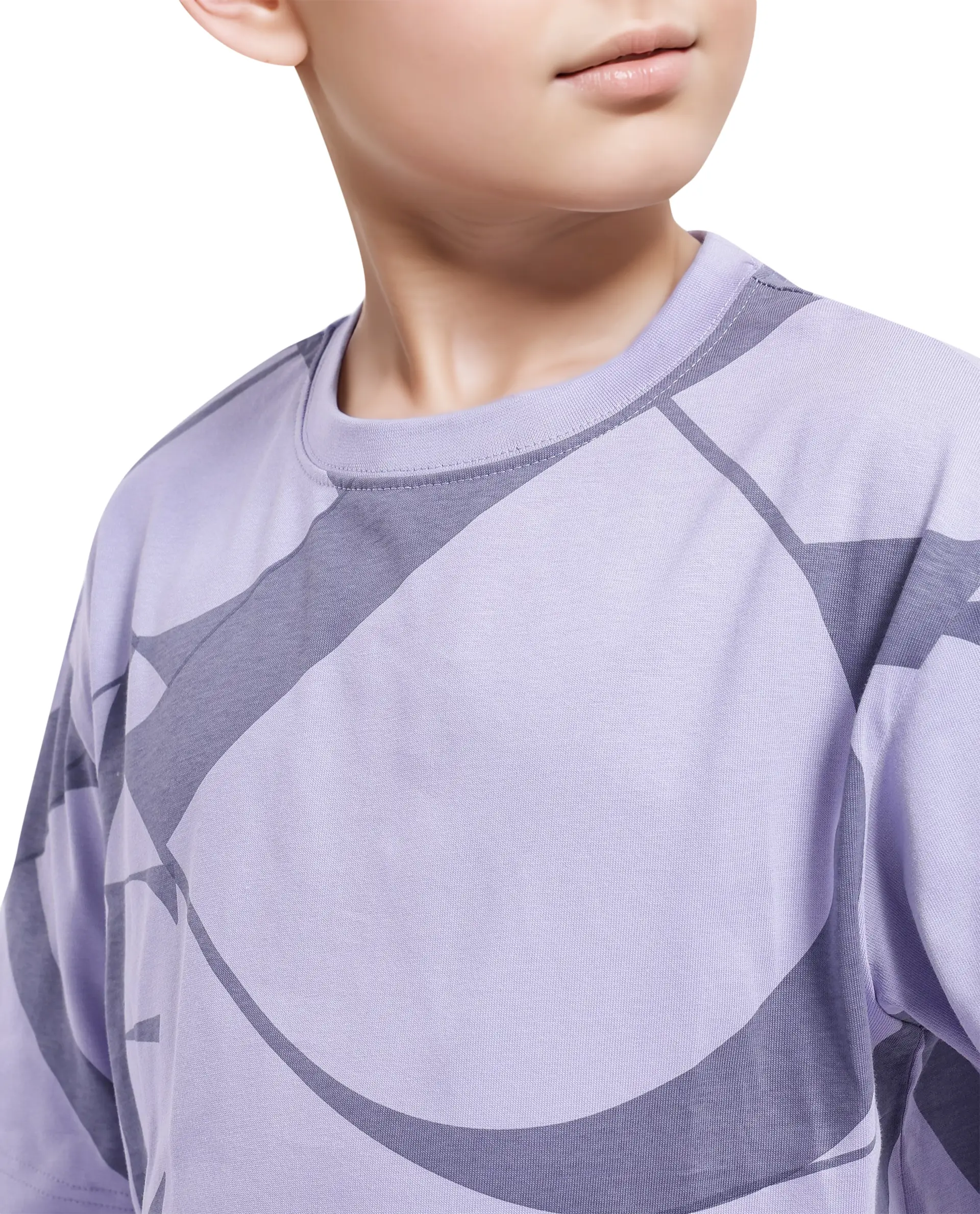 Rare Ones Kids Kyle Pastel Purple Cotton Half Sleeves Crew Neck Graphic Print T-Shirt - Image 5