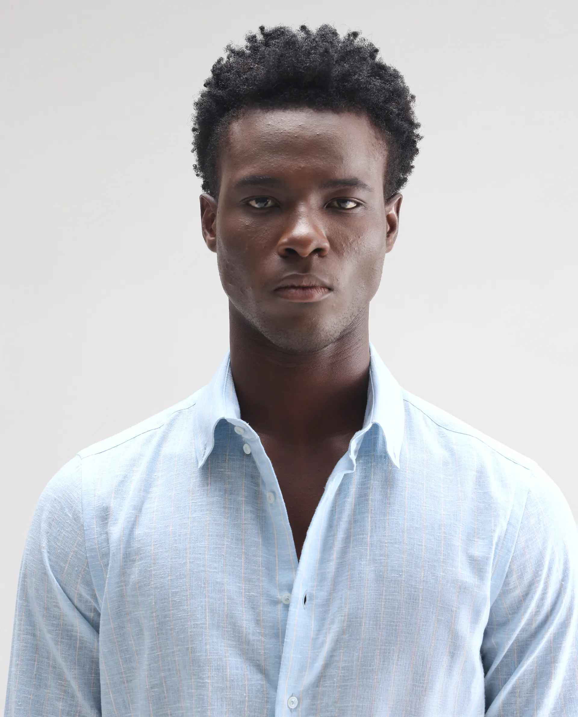 Rare Rabbit Men's Kylo Light Blue 100% Linen Striped Print Regular Fit Full Sleeve Collared Shirt - Image 7