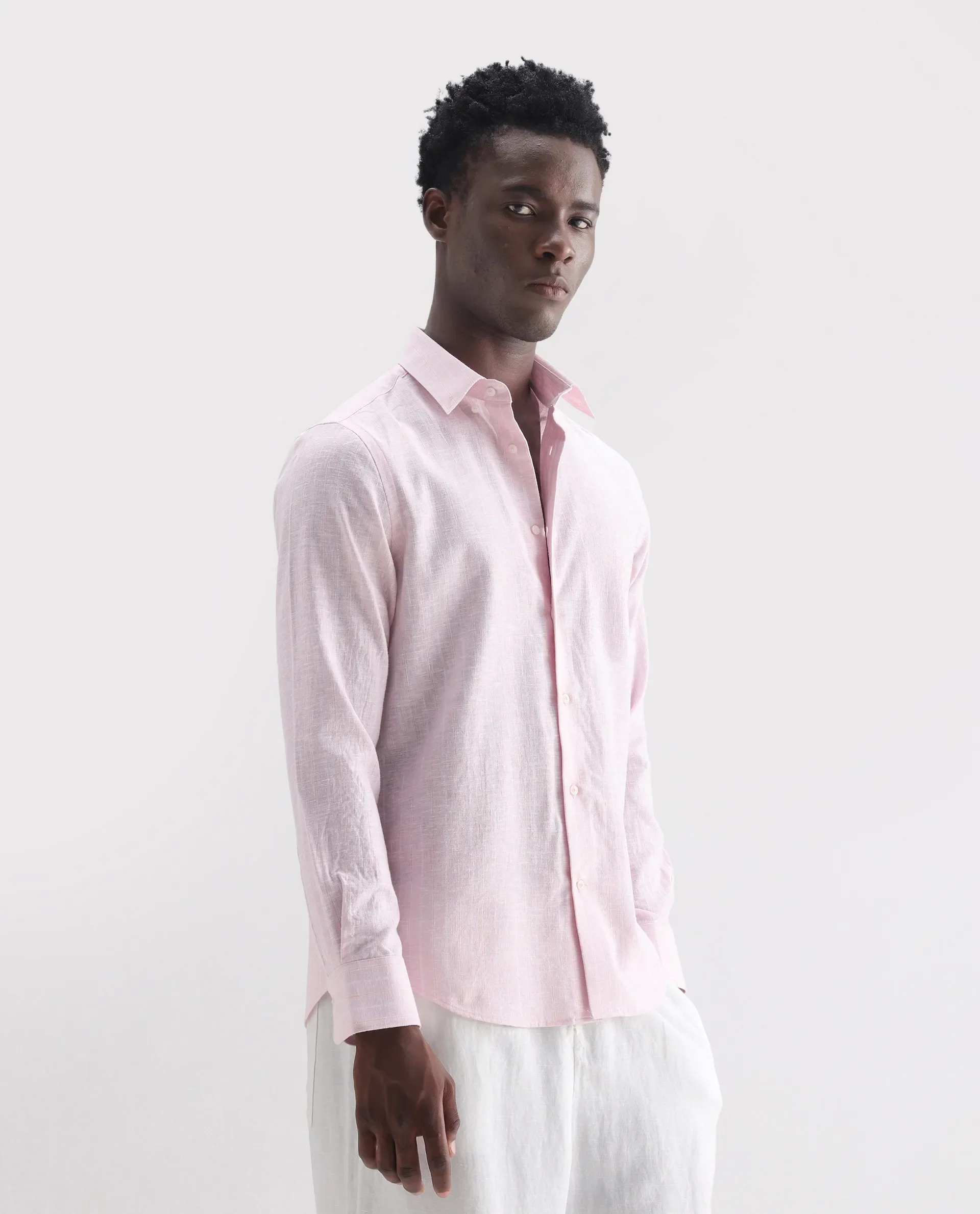 Rare Rabbit Men's Kylo Pink 100% Linen Striped Print Regular Fit Full Sleeve Collared Shirt - Image 6