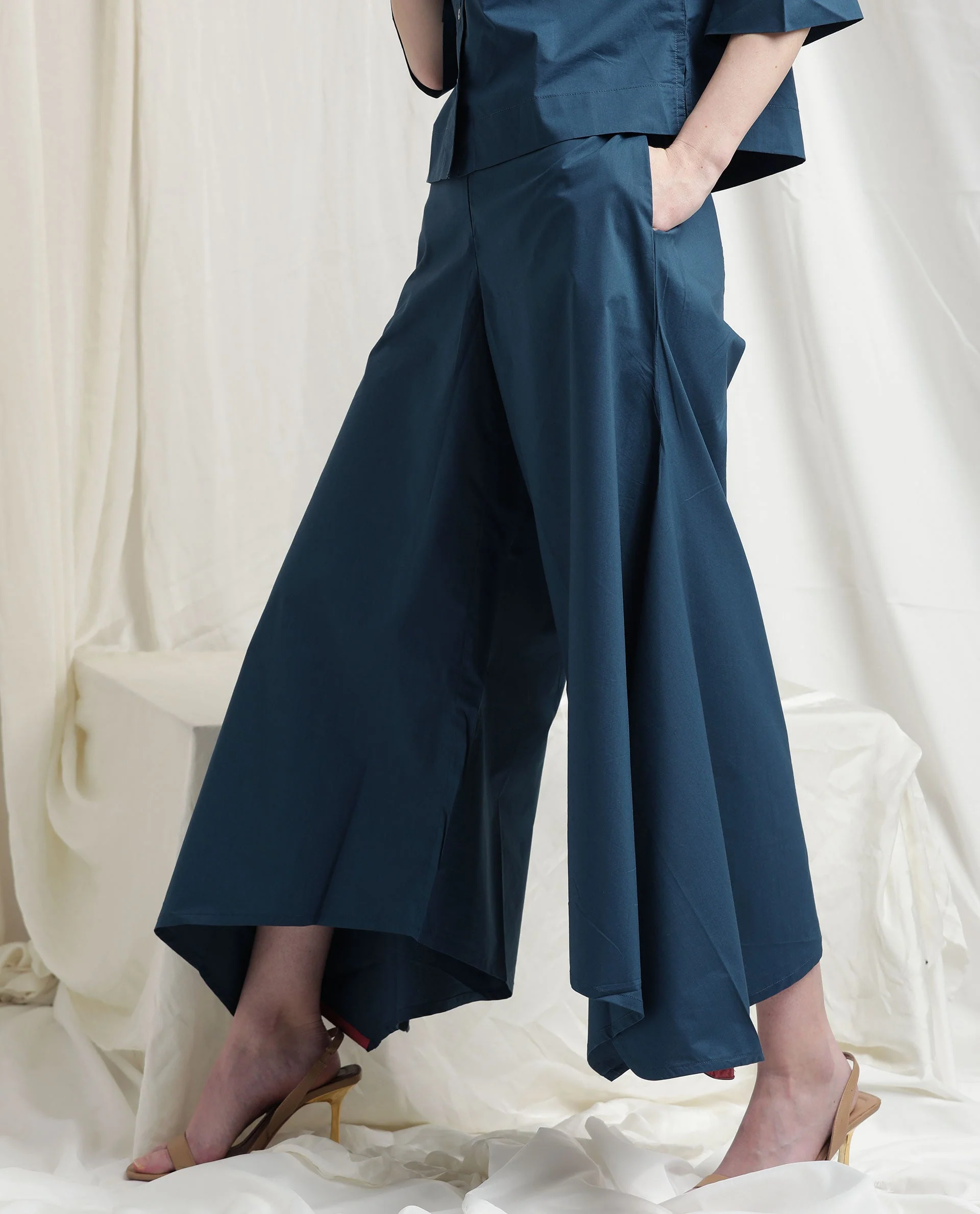 Rareism Womens Kyoto Petrol Trouser Poly Lycra Fabric Relaxed Fit Draw String Closure High Rise Waist Rise Ankle Length - Image 12