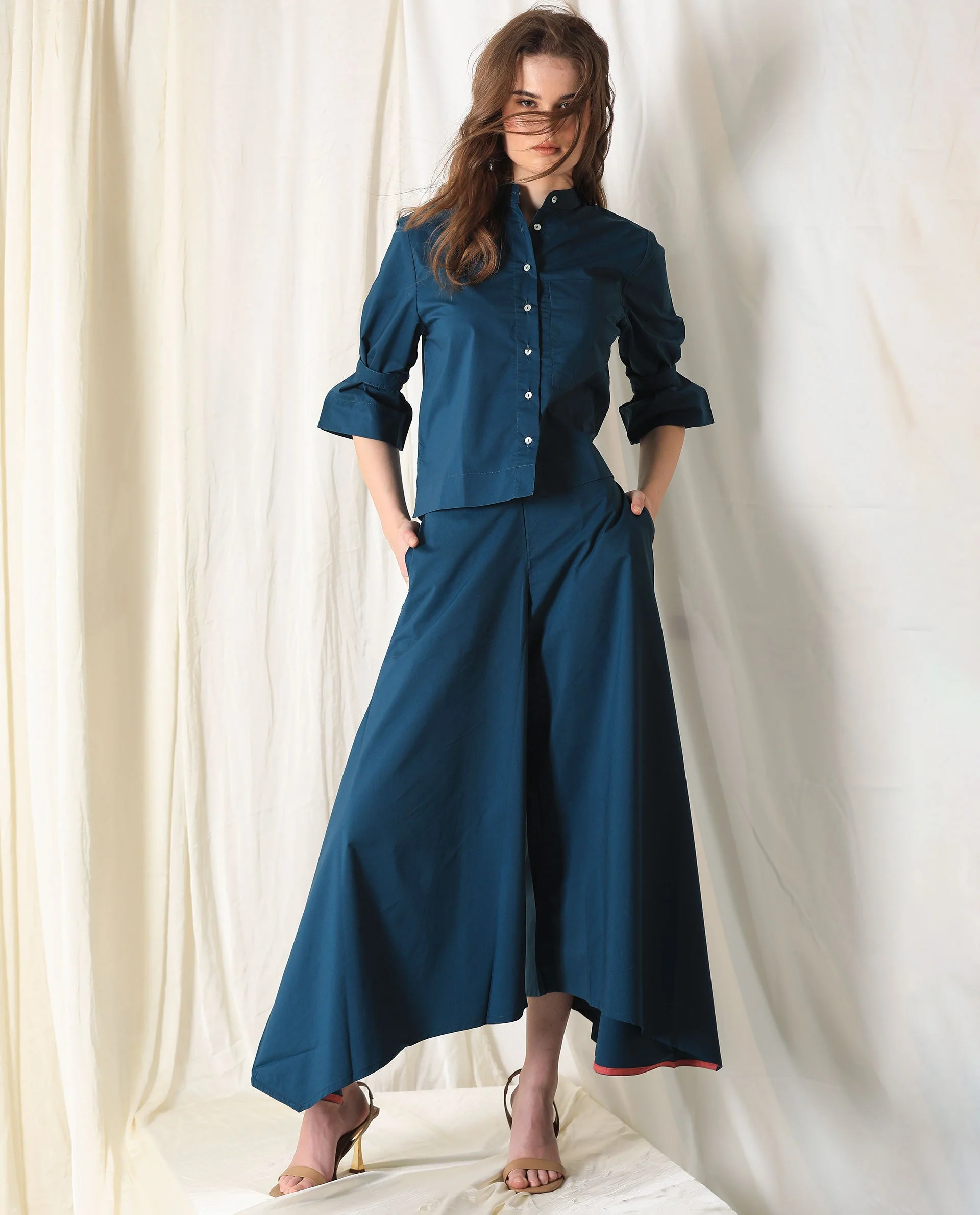Rareism Womens Kyoto Petrol Trouser Poly Lycra Fabric Relaxed Fit Draw String Closure High Rise Waist Rise Ankle Length - Image 2
