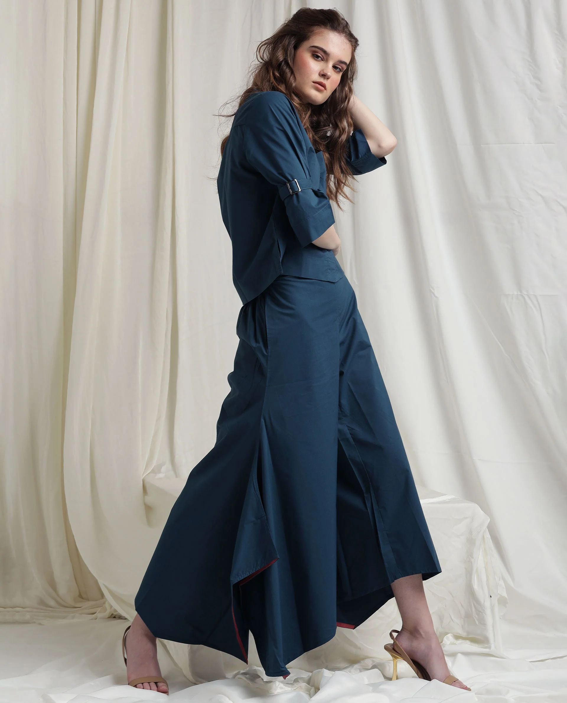 Rareism Womens Kyoto Petrol Trouser Poly Lycra Fabric Relaxed Fit Draw String Closure High Rise Waist Rise Ankle Length - Image 3