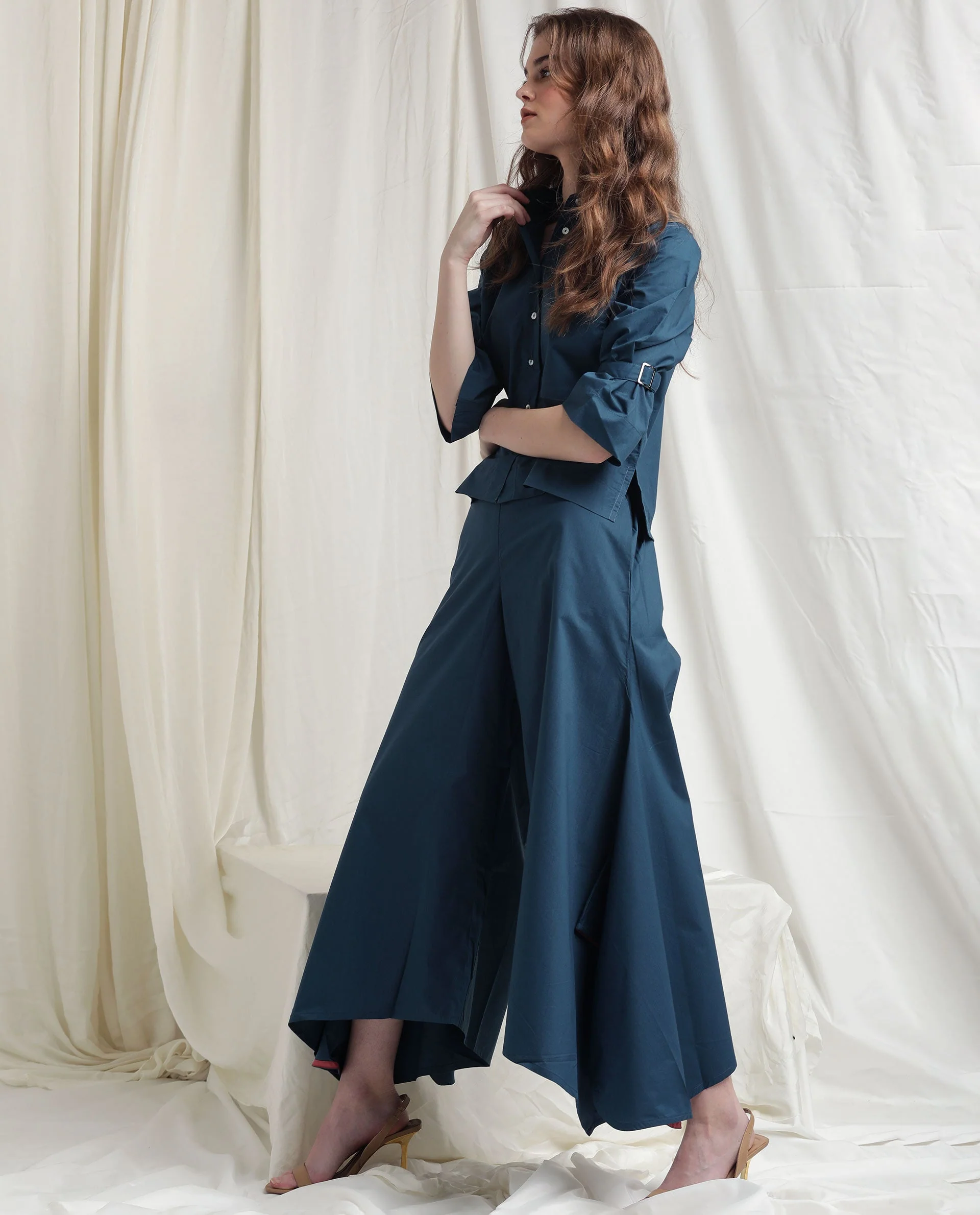 Rareism Womens Kyoto Petrol Trouser Poly Lycra Fabric Relaxed Fit Draw String Closure High Rise Waist Rise Ankle Length - Image 4