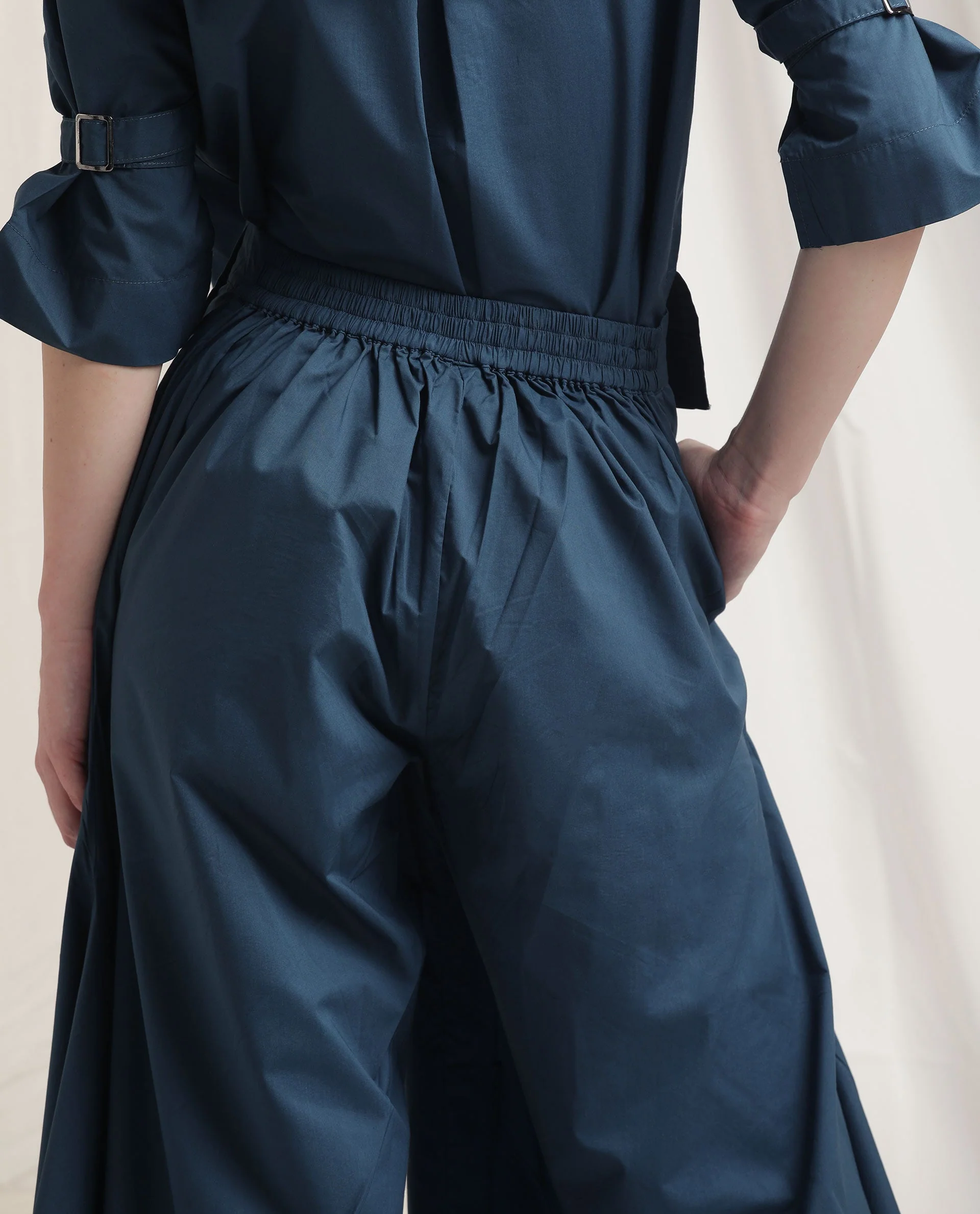 Rareism Womens Kyoto Petrol Trouser Poly Lycra Fabric Relaxed Fit Draw String Closure High Rise Waist Rise Ankle Length - Image 7